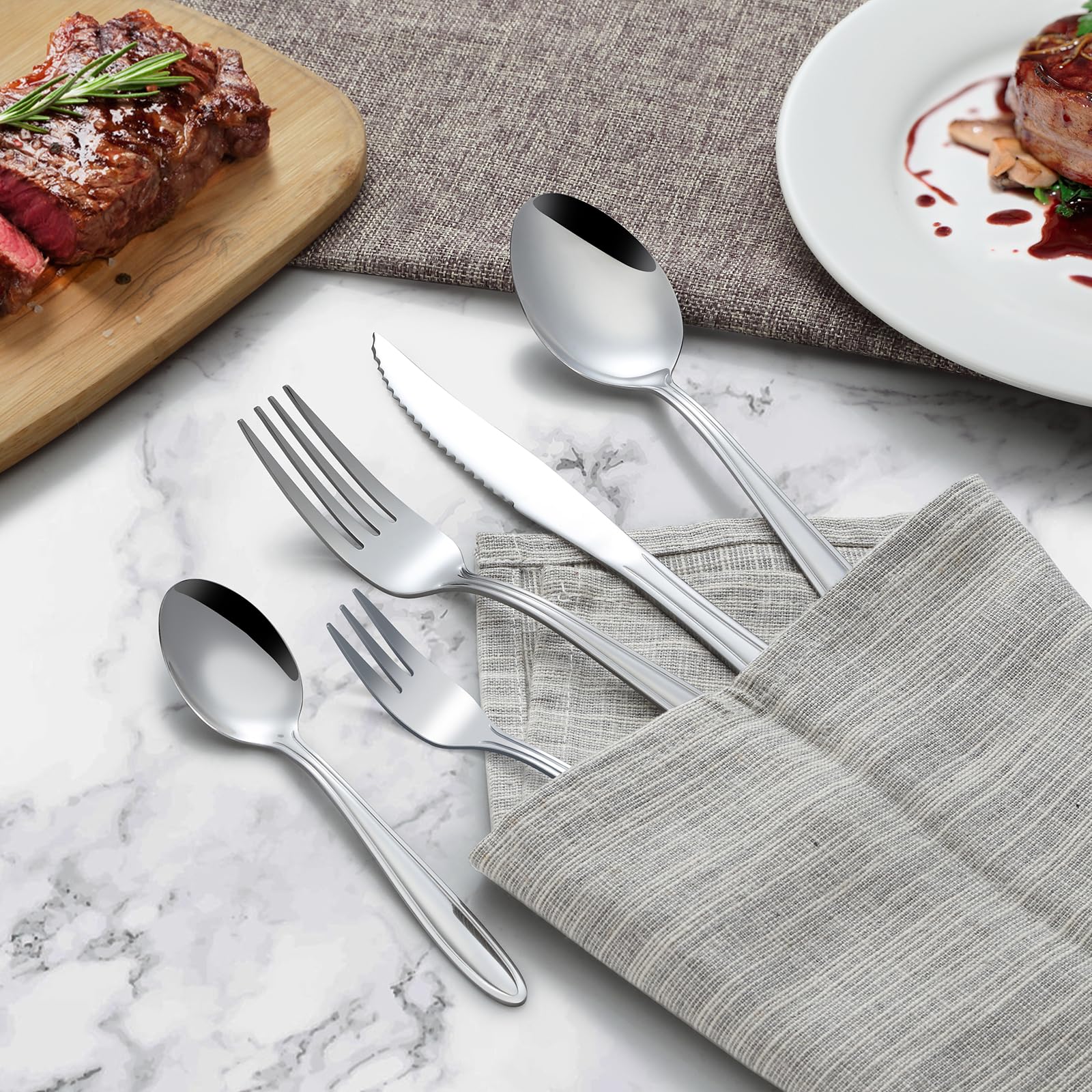 Hunnycook Couverts De Table 6 Personnes, 30 Pièces Couverts De Table