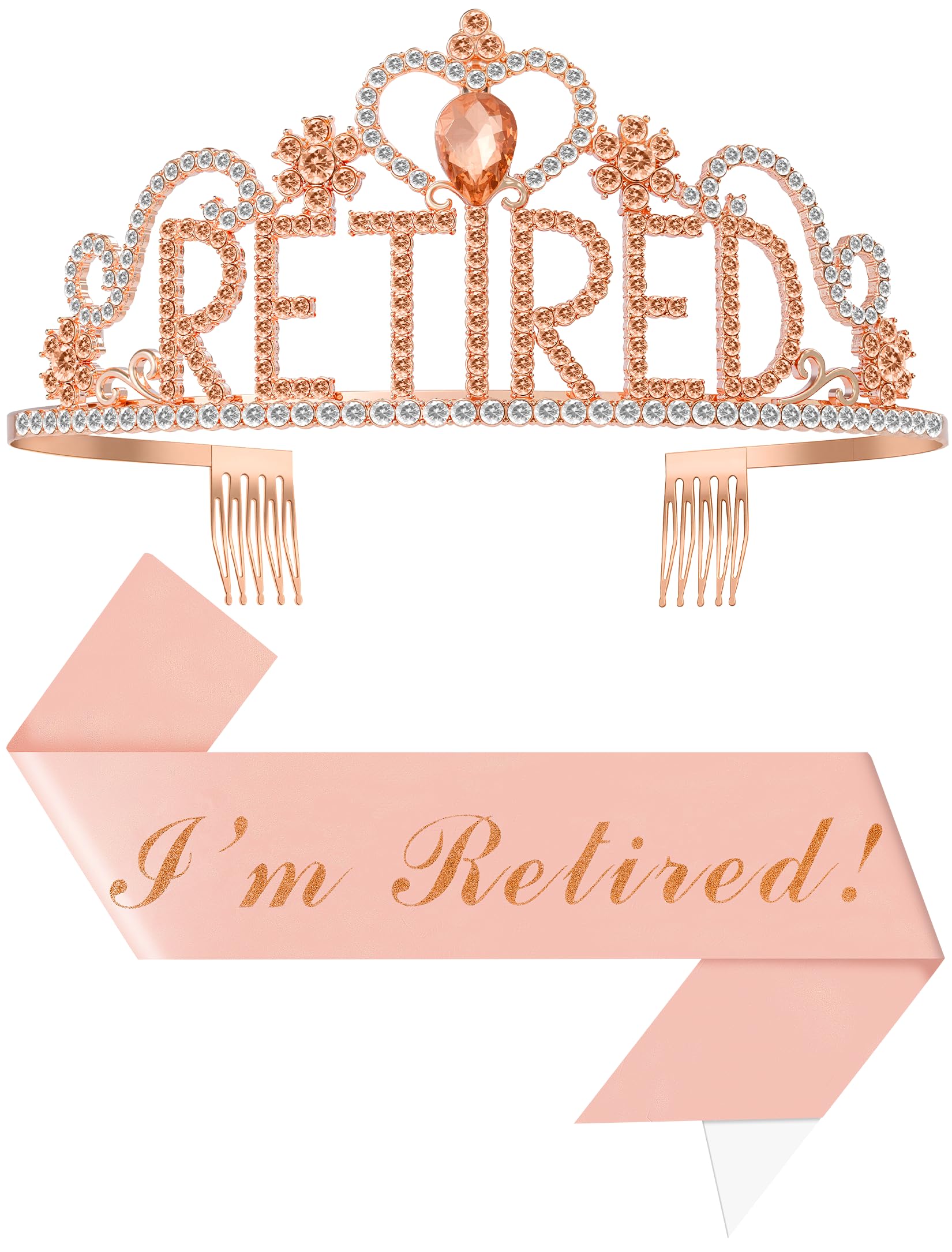 Retirement Party Decorations with Tiara and Sash for Women, Happy Retired Crown and Sash for Gift-image-11