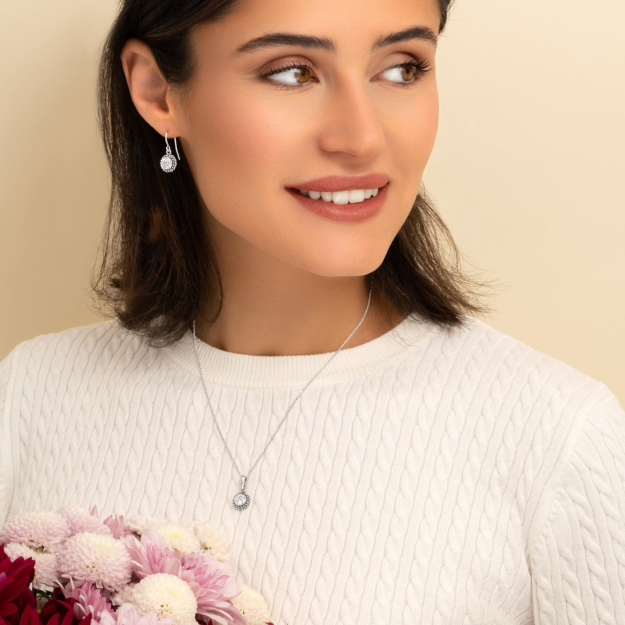Halskette aus 925er-Sterlingsilber für Damen – Perlenseil mit Zirkonia, Vintage-Design, hypoallergen, blei- und nickelfrei, handgefertigte Statement-Halskette von Jean Rachel Jewelry