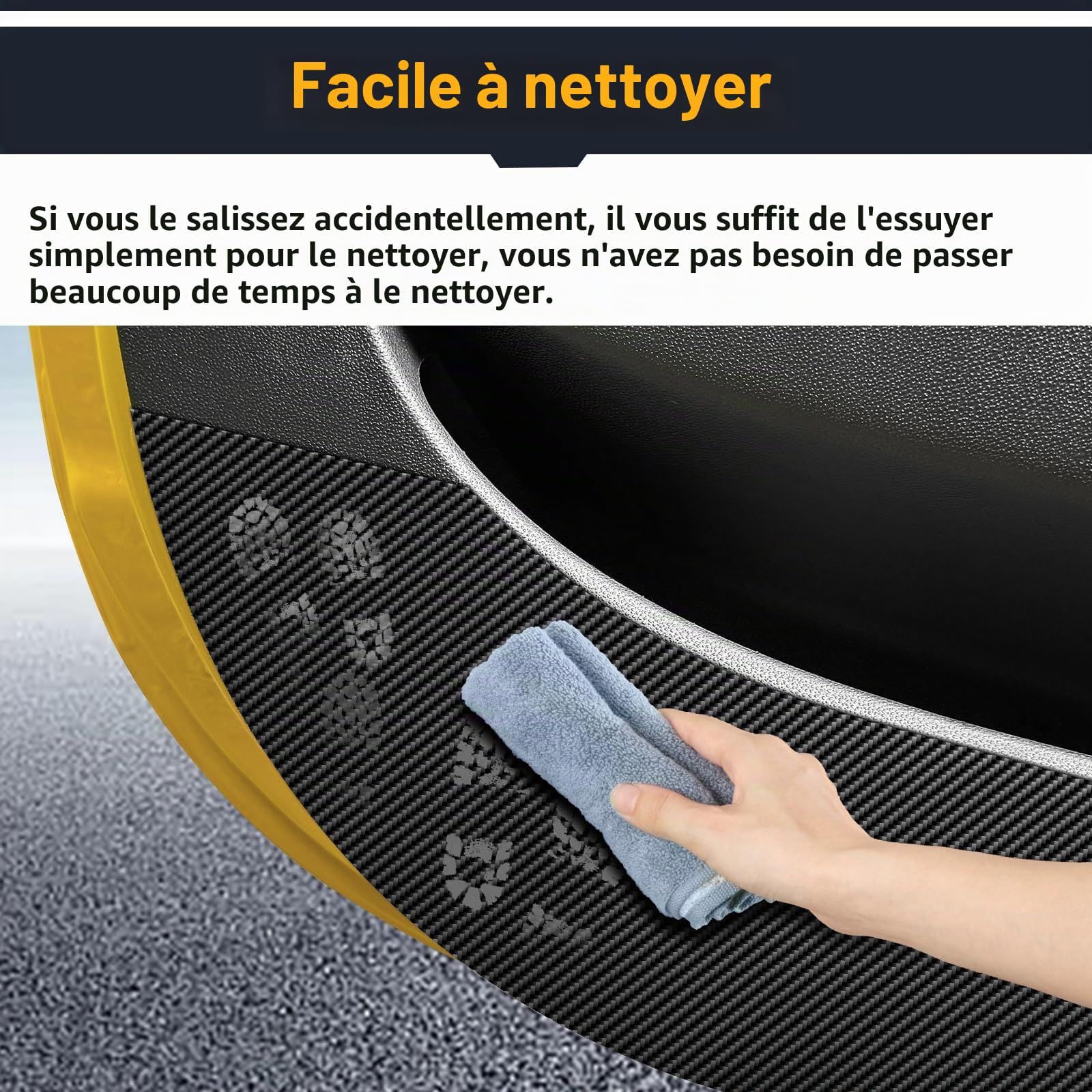KUNGKIC Tapis de portière de voiture pour Fiat 500 2008-2024 Abarth 595 695 2012-2024 - Autocollant de protection intérieur autocollant pour bord latéral (motif fibre de carbone)