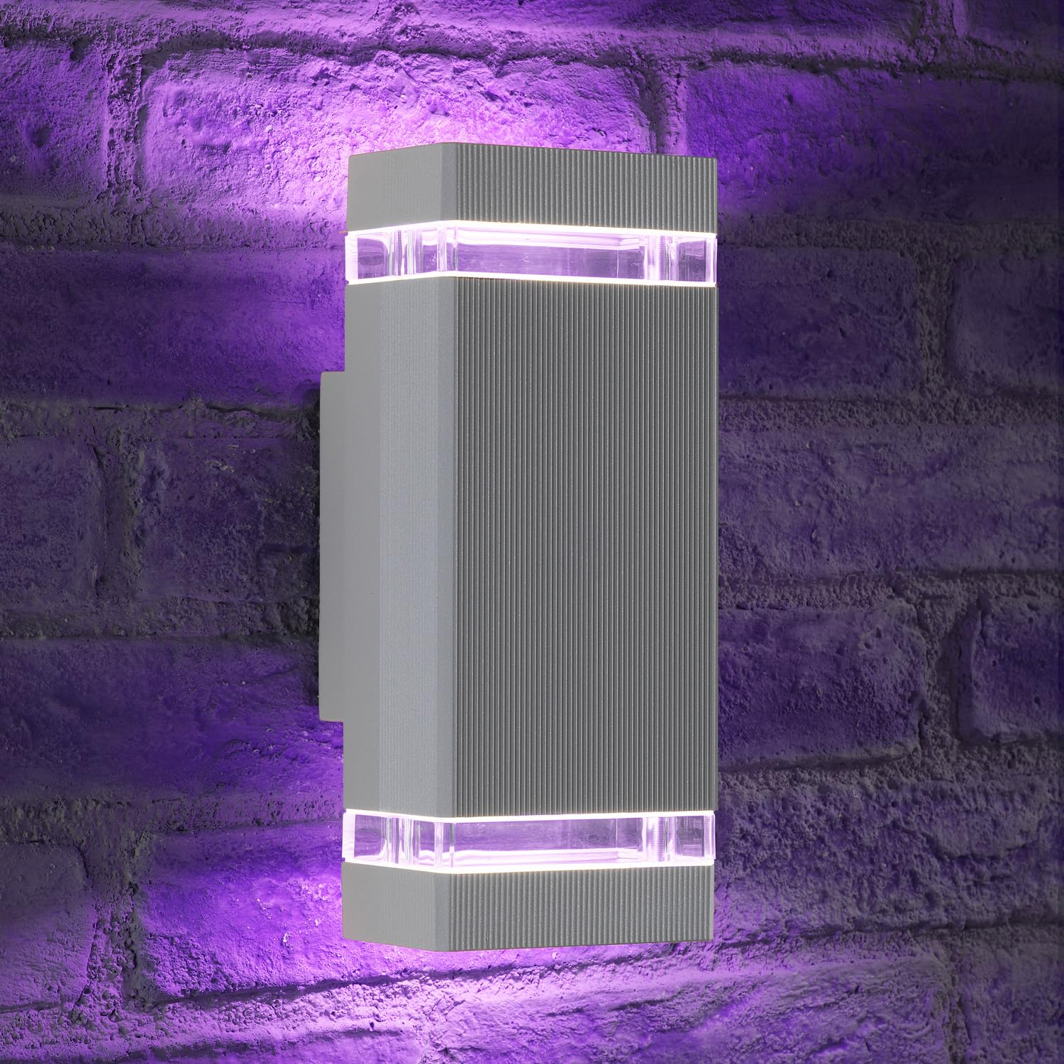 Auraglow RF Remote Control Colour Changing LED Double Up & Down Outdoor Wall Light - Silver - 1 Pack — image 1