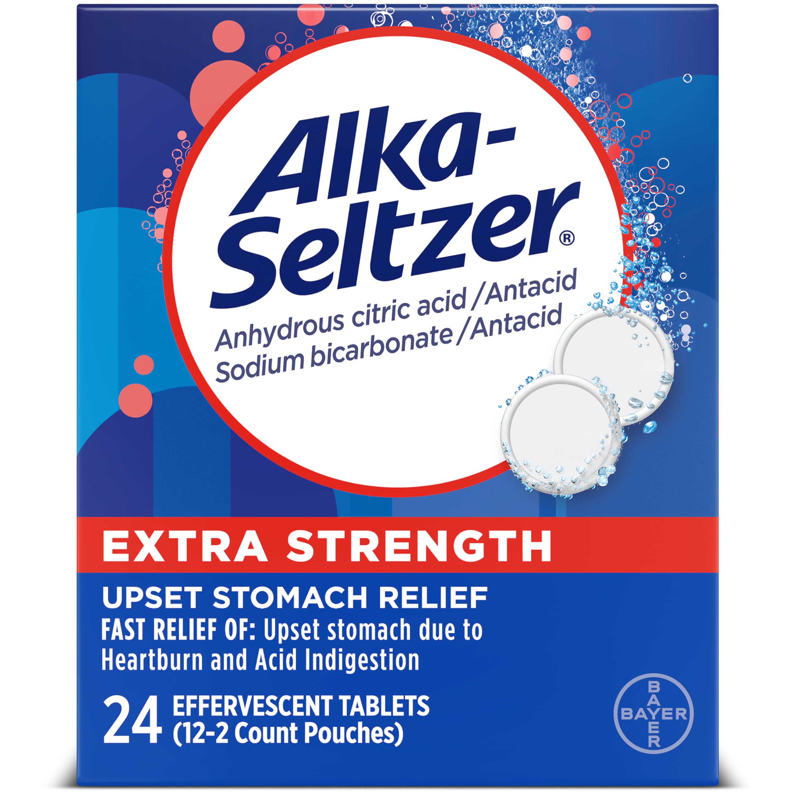 Alka-SeltzerExtra Strength Tablets, Extra-Strength Antacid & Pain Relief, Original (24 Tablets)