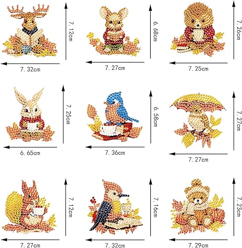 Miniatura 3 de YUE ZHE 9 llaveros de pintura de diamantes de animales, kits de arte de diamantes de animales para adultos, pintura 5D de doble cara para adultos,