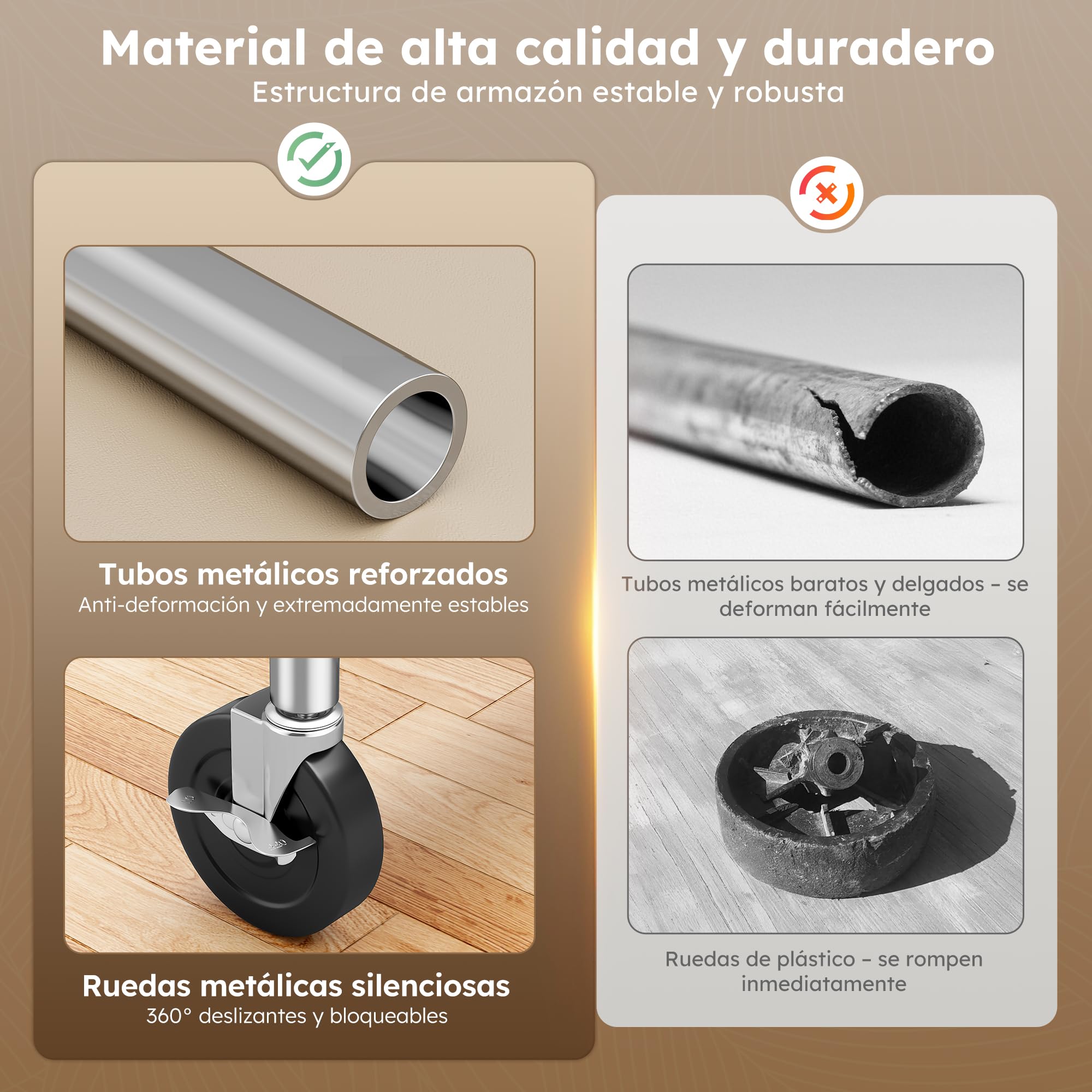 Burro Ropa Sólido con Ruedas, Perchero Burro Ropa Extensible com Cargas Pesadas, Capacidade de Carga Máxima. 200kg, Roupa con Ruedas Para Almacenamiento, Entrada, Quarto ou Vestiário, Prata