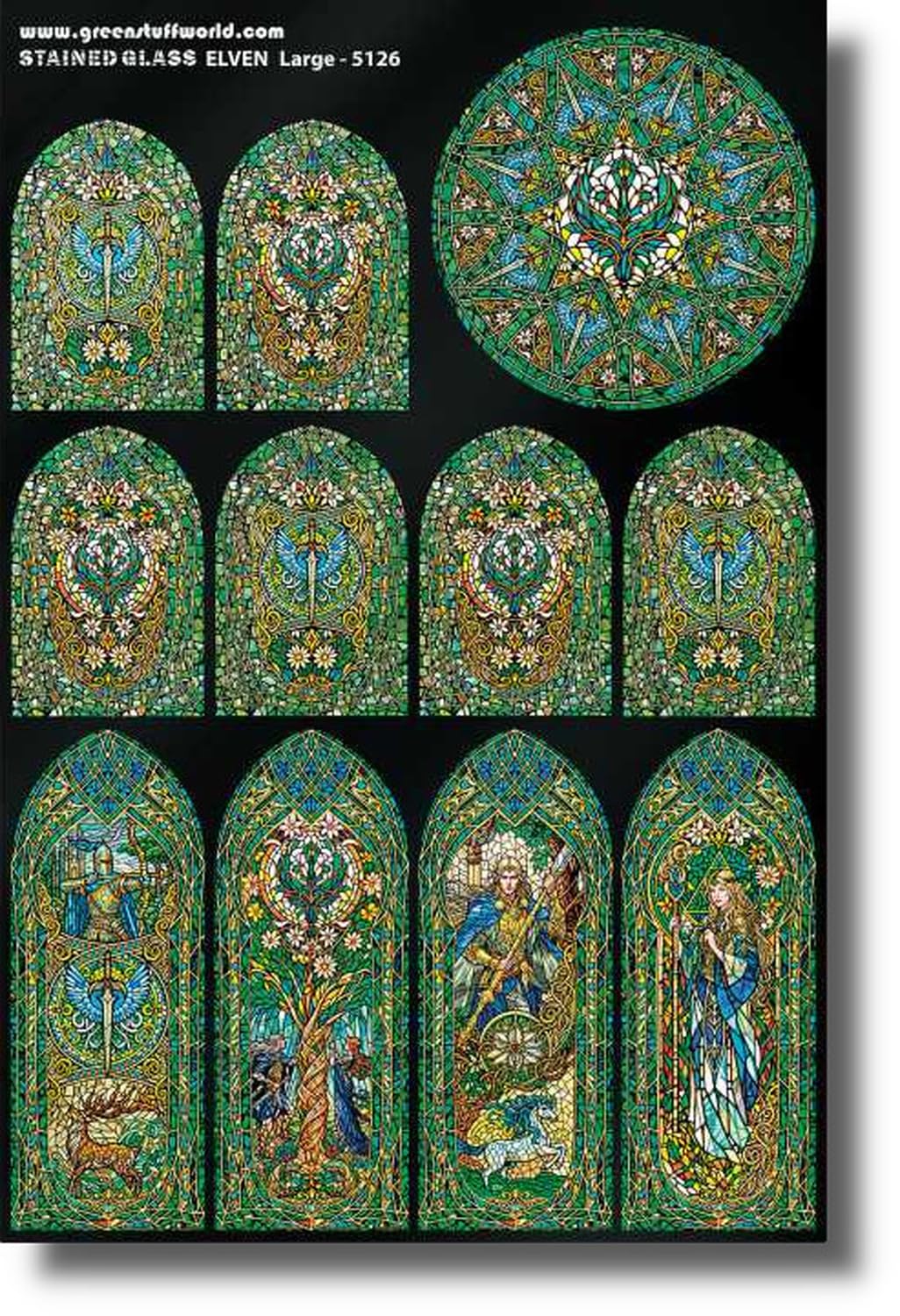 Green Stuff World Fantasy Miniature Stained Glass Acetate Scale 1/48-1/35 - Elven Large