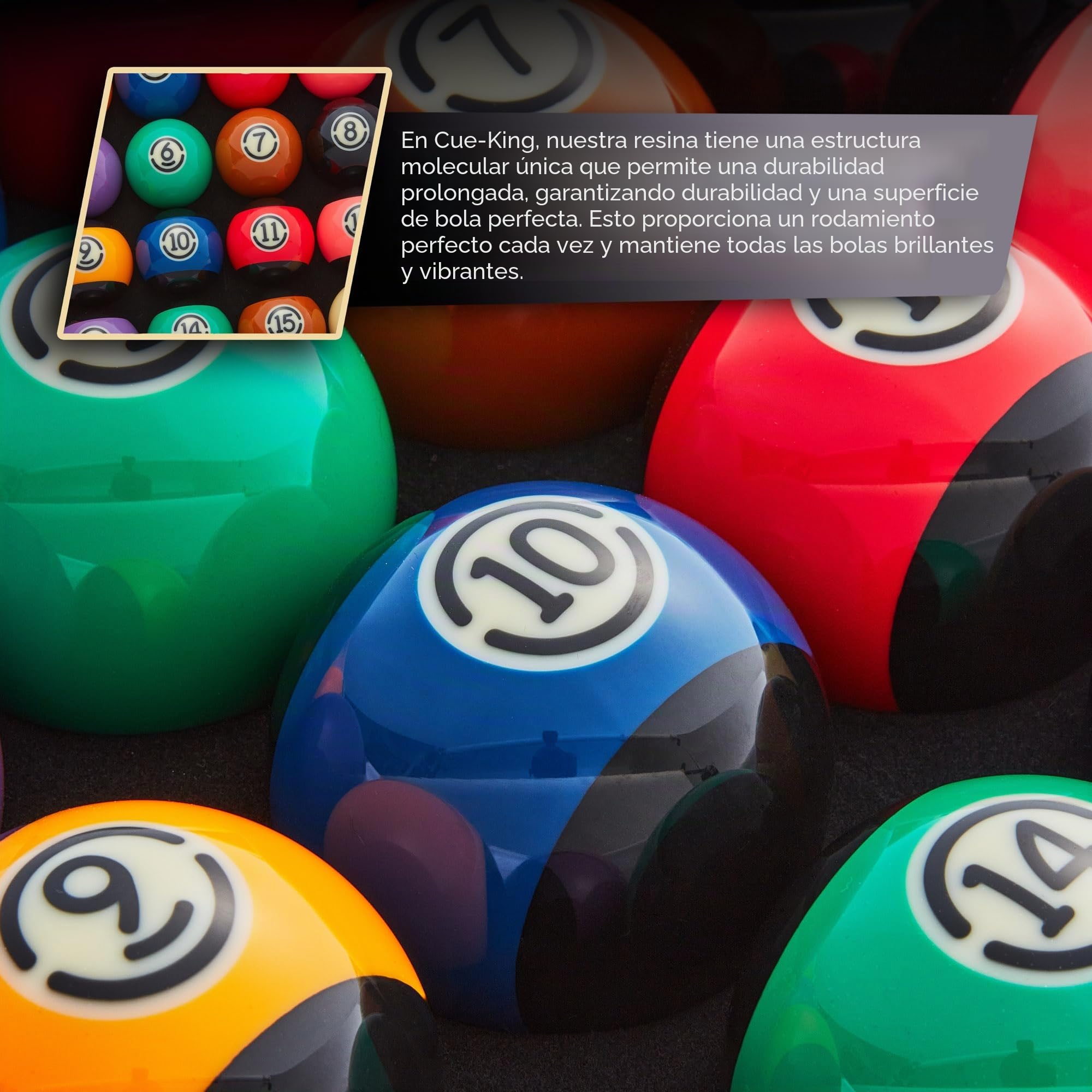 Cue-King Pelotas de billar Black Edition, grado AA+, juego de tamaño del Reino Unido de 2 pulgadas con bola punteada, juego de bolas premium para mesa de billar