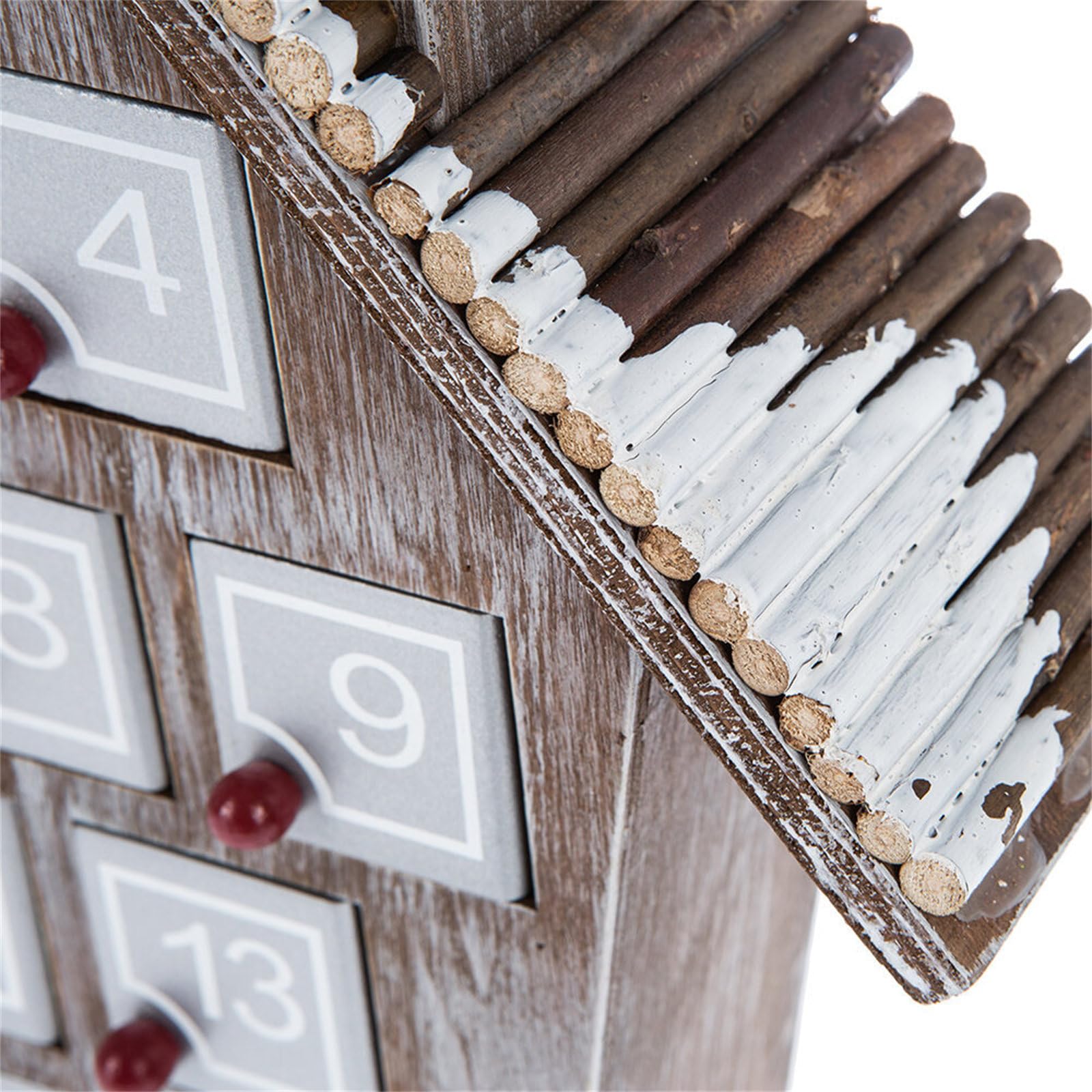 25 Tage Weihnachten Adventskalender Ornament für Weihnachten Urlaub Dekoration Adventskalender Holz Kalender mit 25 Geschenkkoffer Holz Countdown Schublade