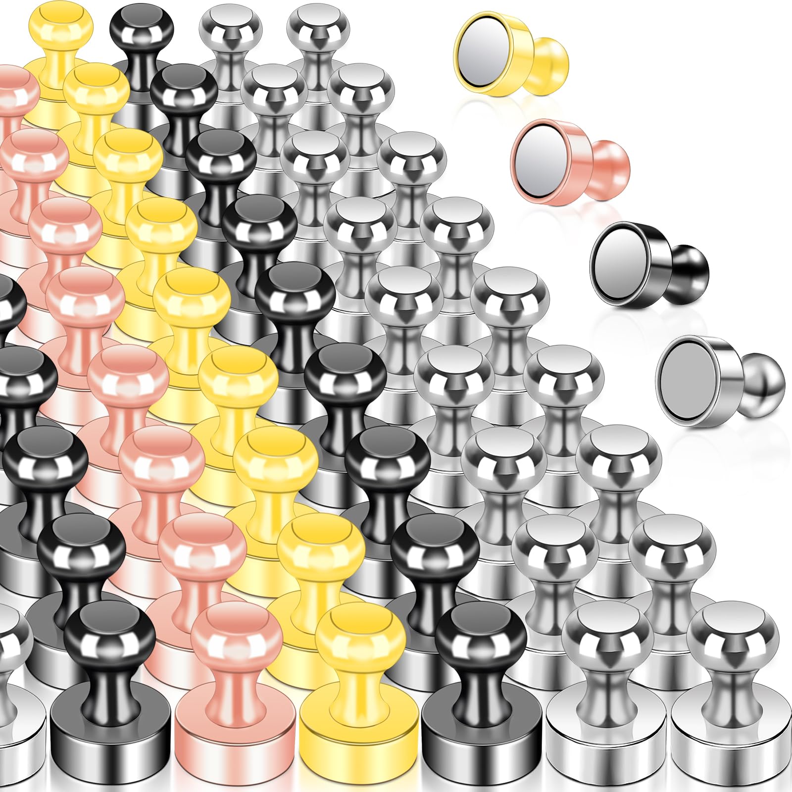 50 Pack Fridge Magnets, 4 Color Small Strong Rare Earth Magnets for Whiteboard, Push Pin Neodymium Magnet Refrigerator Magnet for Office, Classroom,