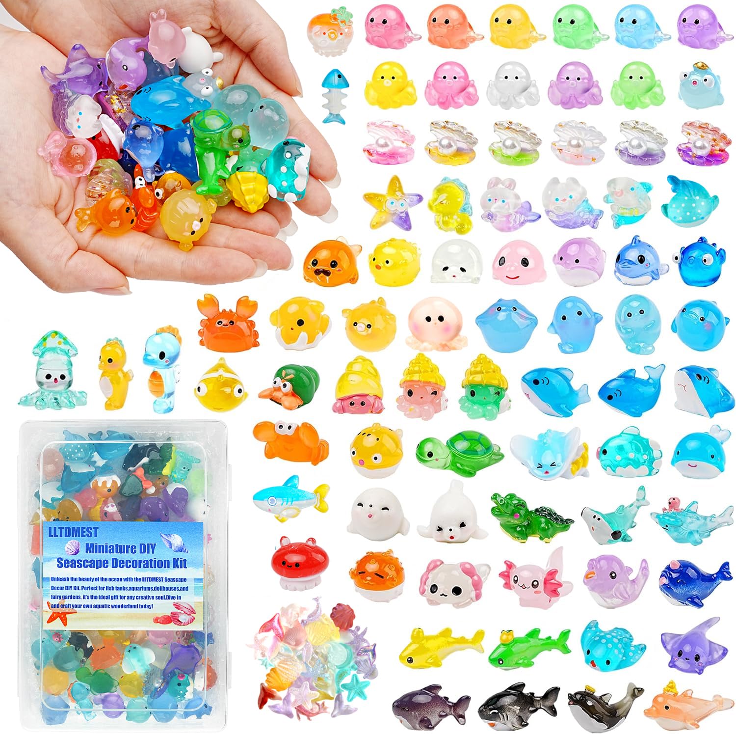 LLTDMEST 100+pcs Ocean Mini Resin Animals 78 Styles Tiny Sea - dollhouse accessories | Mubboo