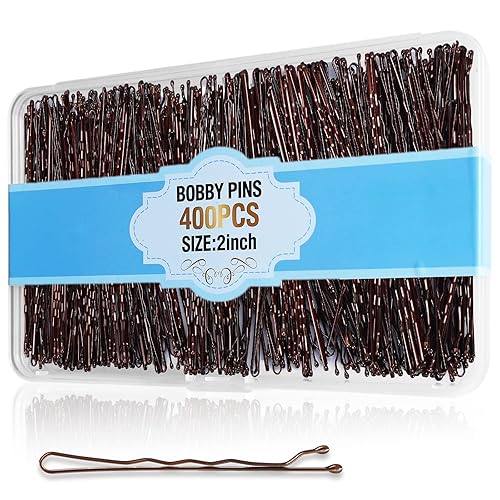 400 pines Bobby marrón, Cyluer Bobby Pin, 2 pulgadas Premium Bobby Pins de sujeción segura y libre de dolor para mujeres, niñas y niños, horquillas