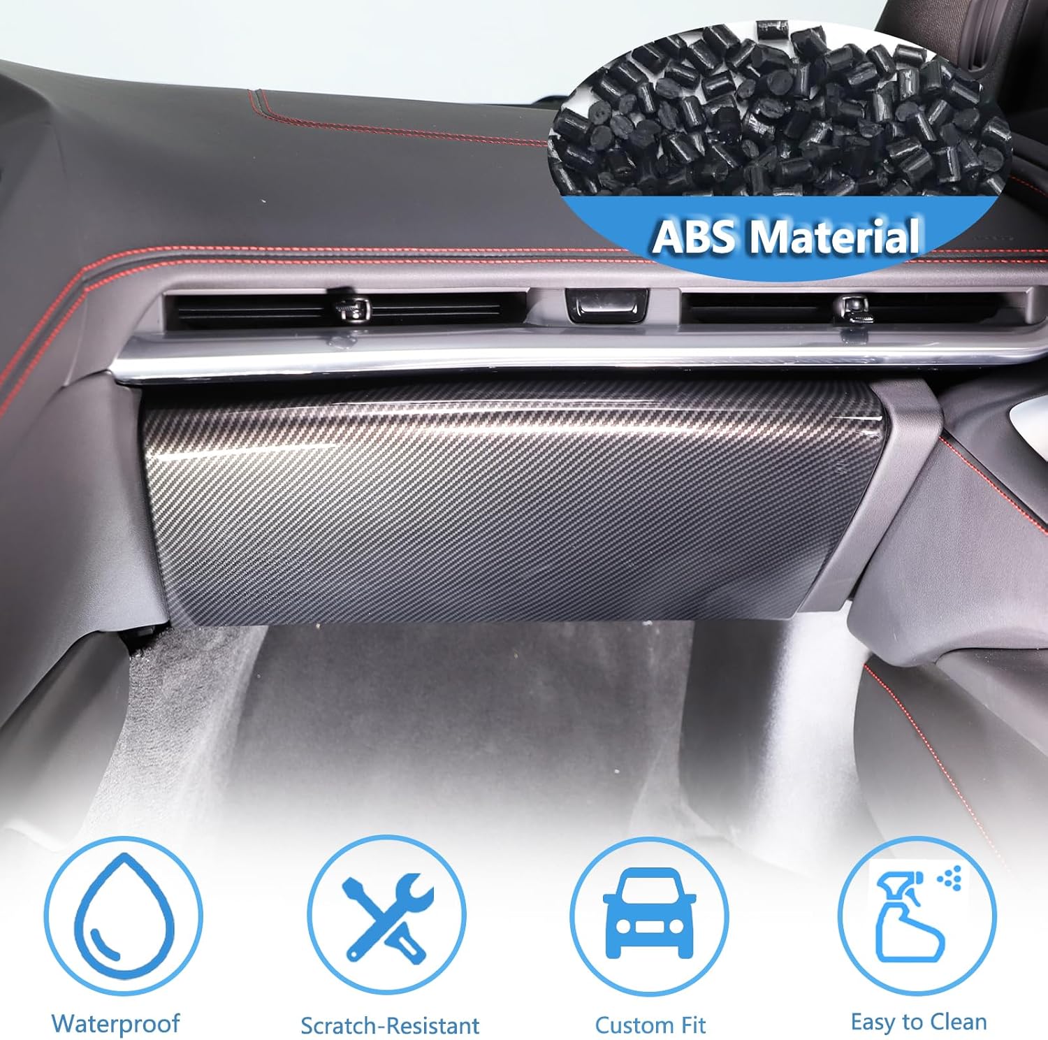 Car Center Console Side Cover Trim Compatible with Chevrolet Corvette C8 2020-2024,Dashboard Co-Pilot Passenger Glove Box Panel Trim Interior Accessories (ABS Carbon Fiber)