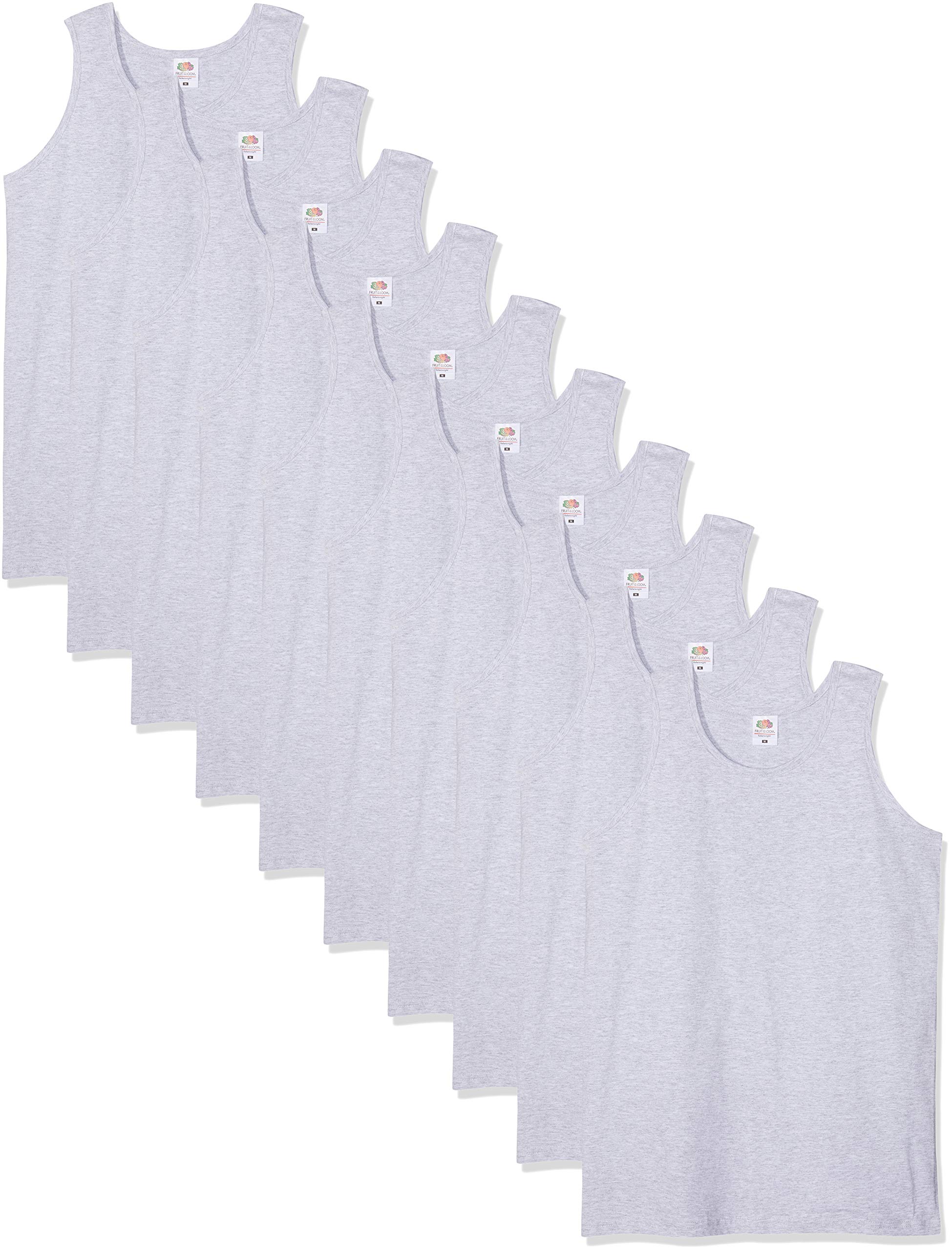 Fruit of the Loom Men's 10 Pack Regular Fit Plain Classic Sleeveless 10 Vest, Grey (Heather Grey 94), Medium (Manufacturer Size:M)