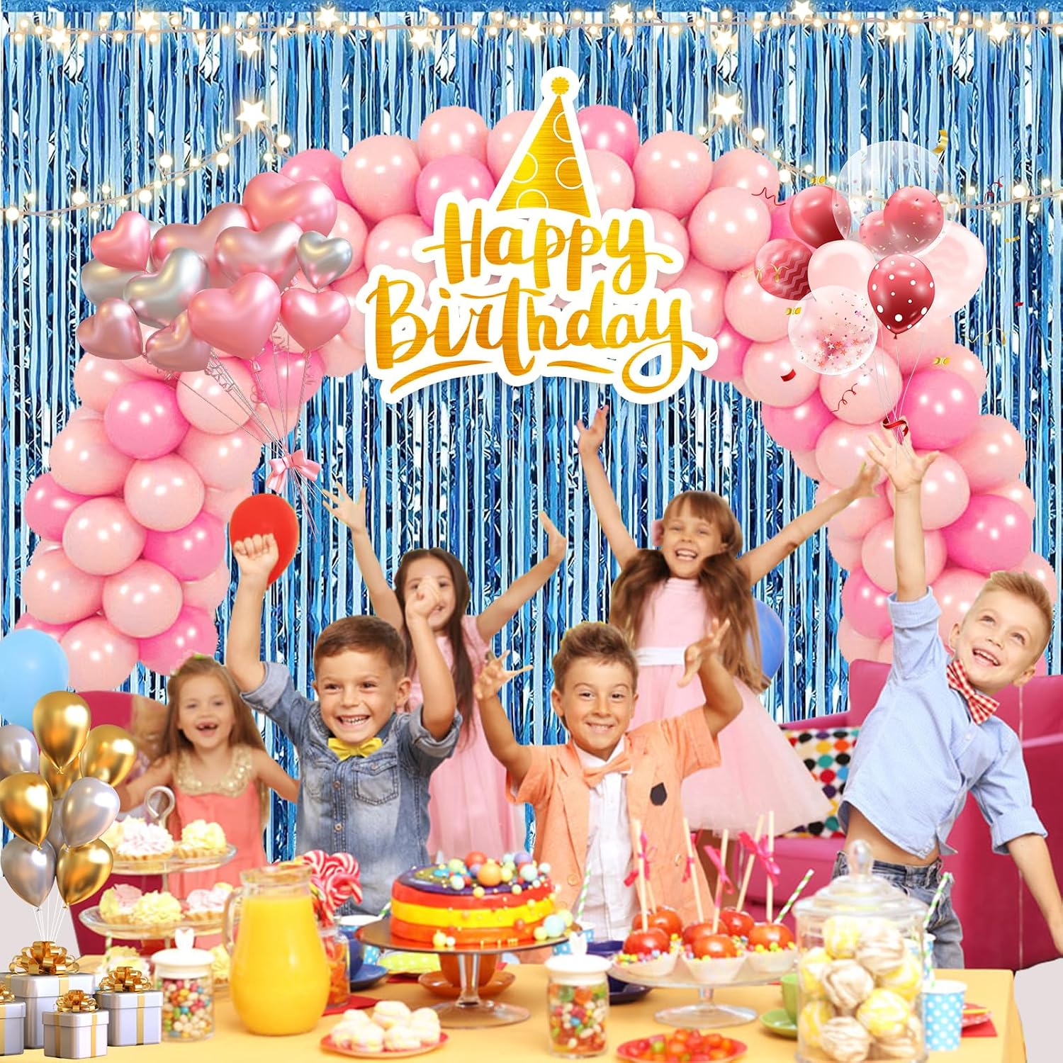 2 Pack 3.28 ft x 6.56 ft Light Blue Tinsel Curtain Party Backdrop - Metallic Foil Fringe Backdrop Door for Halloween, Christmas, Birthday Graduation Wedding Party Streamers Photo Backdrop.