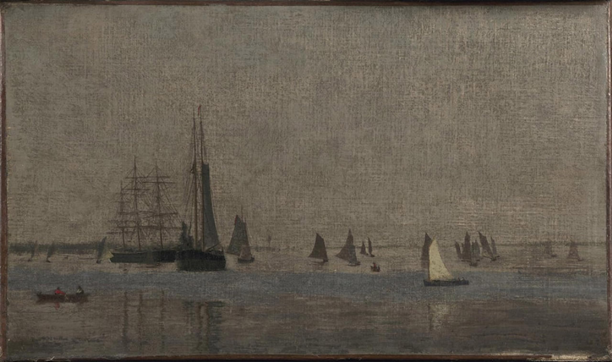 SERENDIPITP Abstract Painting Mural Print Picture Wall Decor Painting Ships and Sailboats on the Delaware Eakins Vintage Wall Artwork for Home Decor 60x90cm