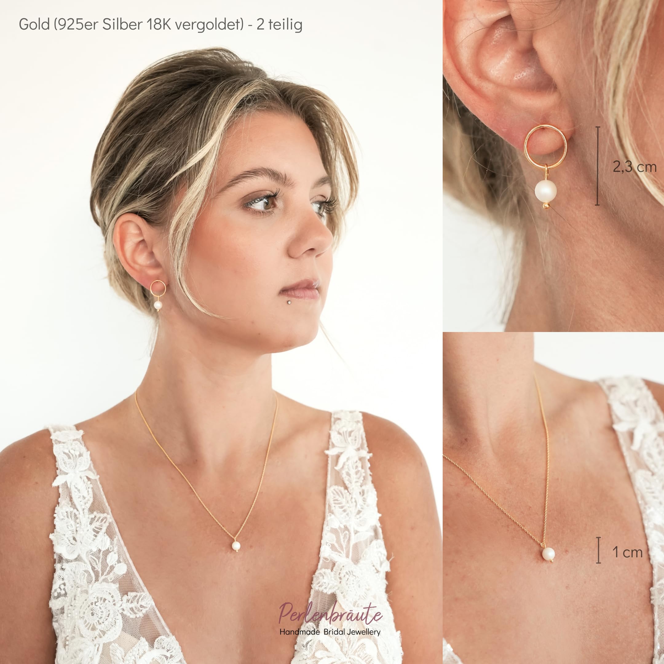 Schmuck mit Perlen Hochzeit – premium 925 – Ohrringe Braut – hochwertiger Brautschmuck Perlen – Damen Schmuck gold Braut – Brautohrringe, Ohrstecker