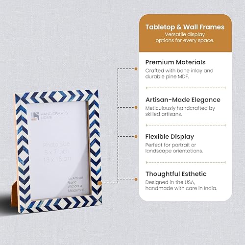 Miniatura 3 de Handicrafts Home Marco de fotos de mosaico chevron  Marco de fotos hecho a mano con incrustaciones de hueso de 4 por 6 para decoración de mesa y