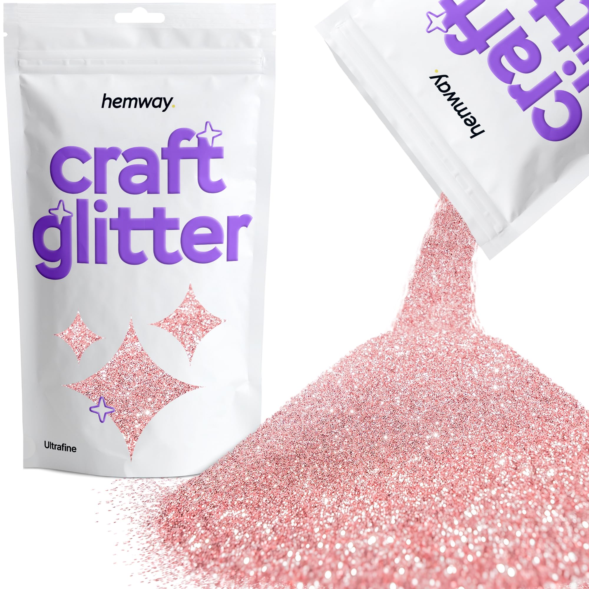 Hemway Craft Glitter Light Rose Gold 100g Ultrafine Glitter for Crafts, Resin, Cosmetic, Nail, Face, Body, Festival, Tumblers, Art, Candle, Crafting