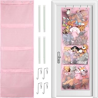 Sponsored Ad - Stuffed Animal Storage Holder with 4 Large Pockets，Over The Door Hanging Organizer Storage, Idea for Close...