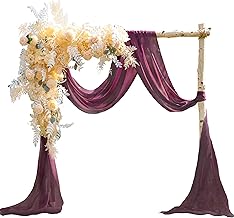 EBETA Wedding Valance Curtains with Valances, Freehand Decoration for Wedding Arch and Bed Curtains with Arch Window Canopy Made of Chiffon Fabric (Wine Red, 70 x 600 cm)