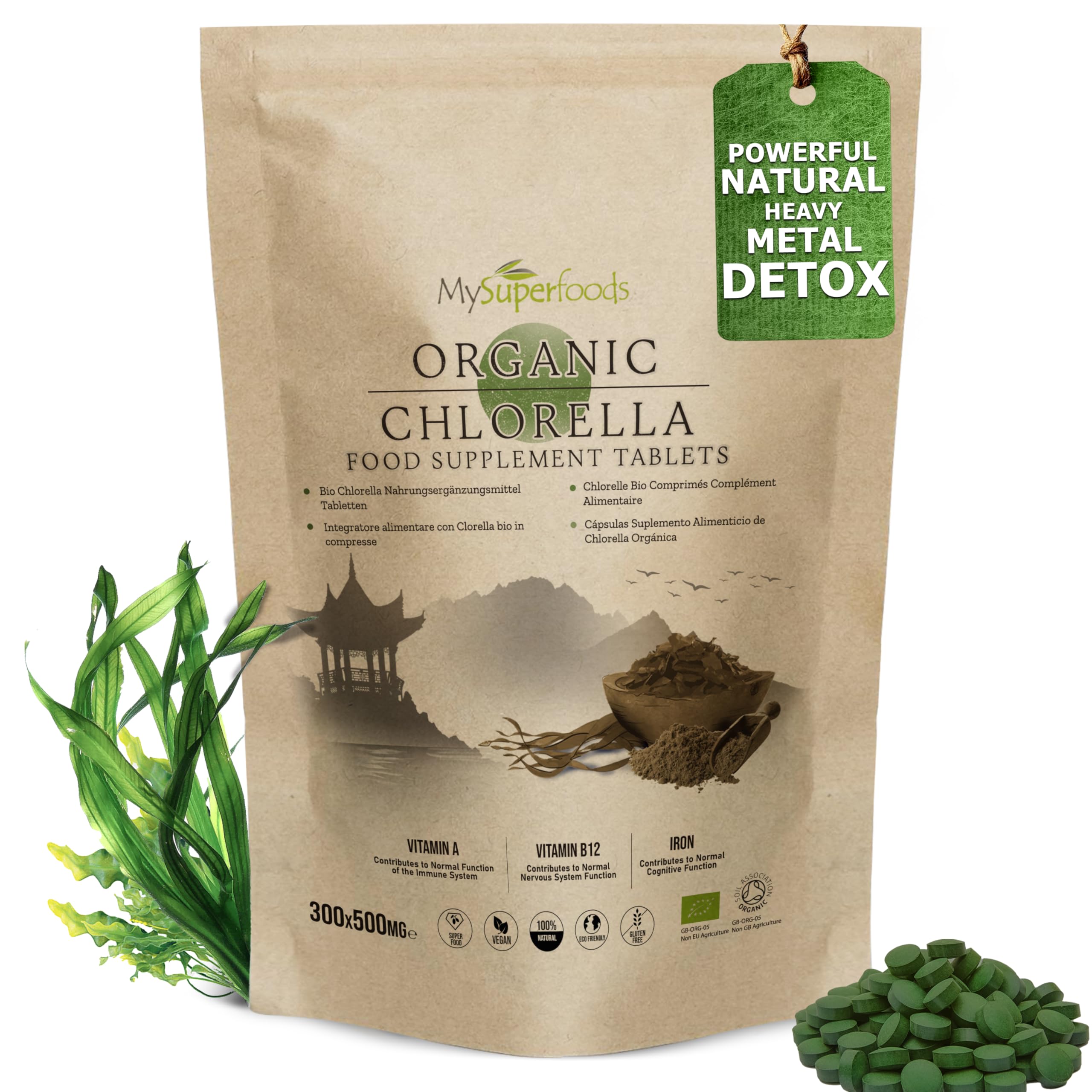 Chlorella Tablets | Organic | 300x500mg | Natural Source of Protein | MySuperfoods
