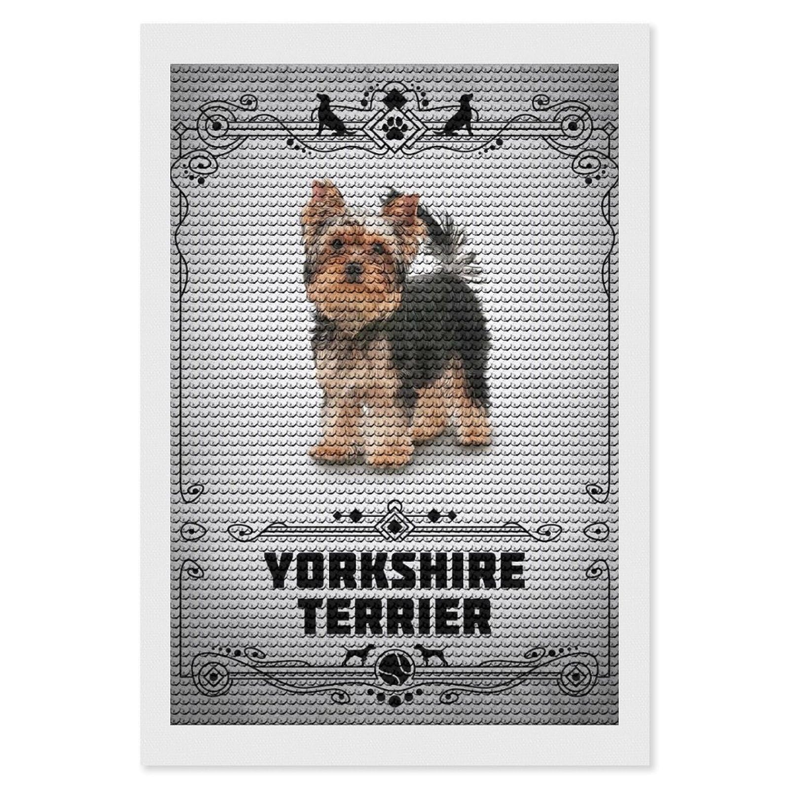 Junmoney Yorkshire Terrier Diamond Art Canvas 8"x12", for Adults, Pleasing Wall Art Project, Modern Decor, Gift Idea, Nice Detail and Sparkle