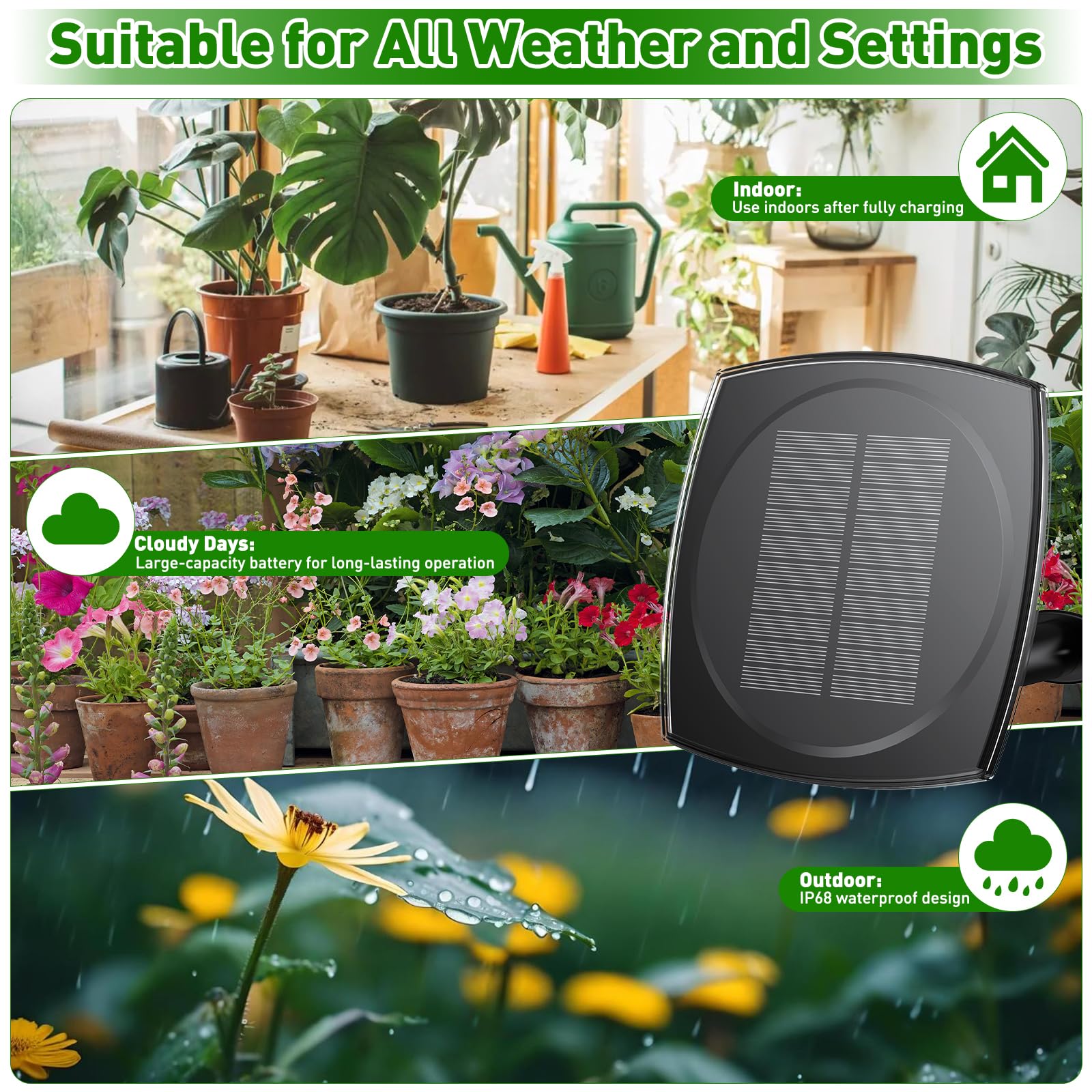 Onherm Arrosage Automatique Solaire, 12 Modes de Minuterie et Tuyau D’Irrigatio 15M, Arrosage Goutte a Goutte Solaire Système Kit pour Jardin, Balcon et Plantes en Extérieur