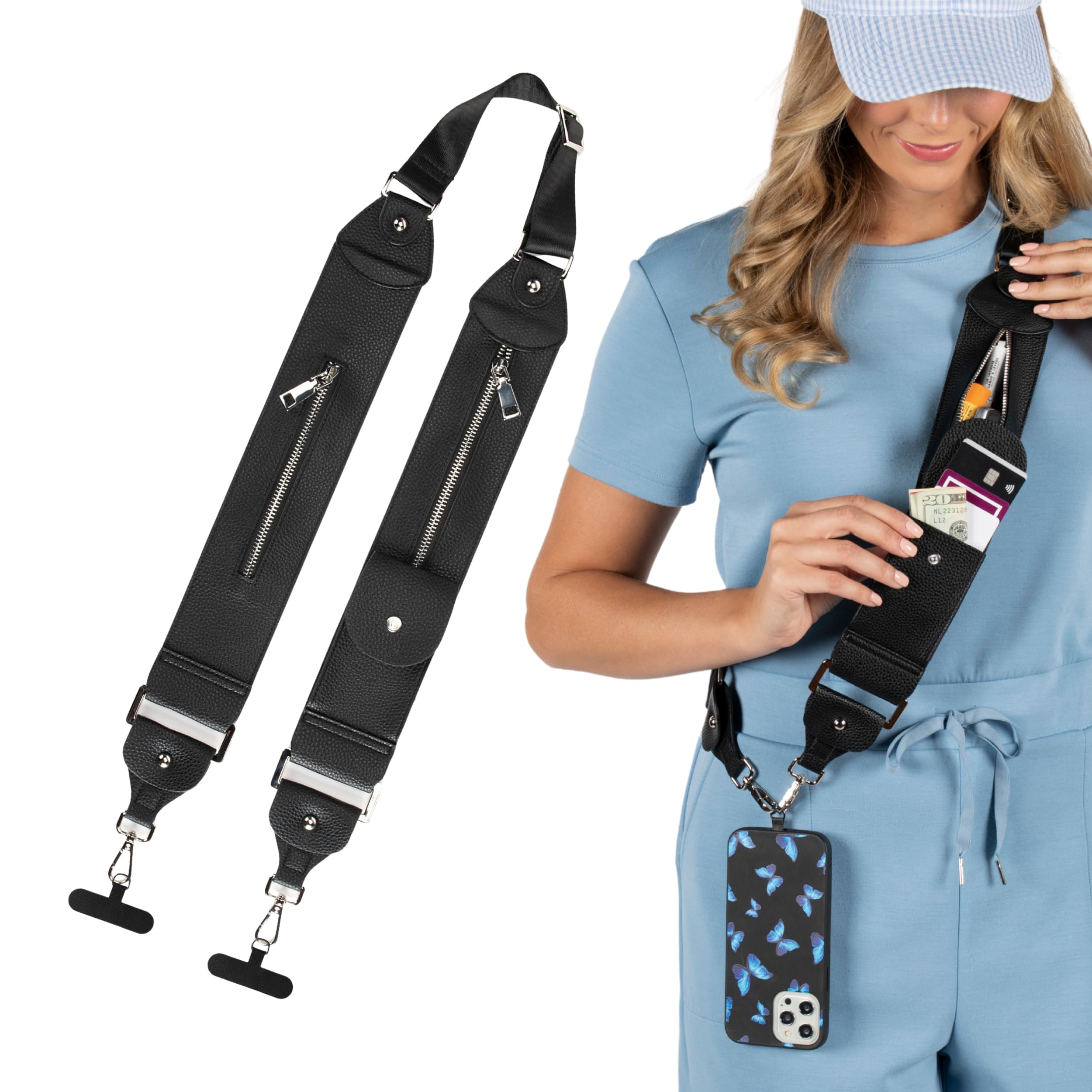 Caitie G Crossbody Phone Purse, Stashie Clip and Go Strap with 3 Pockets for Cards and Cash, for Travel, Concerts, Sports