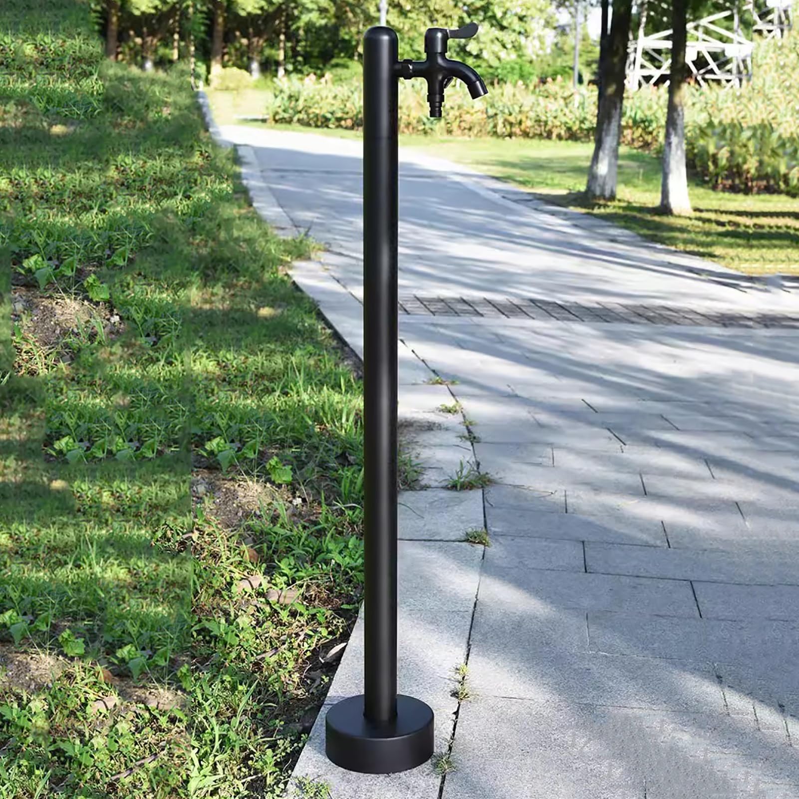 ZYCHSJXA Outdoor Stainless Steel Hose Stand with Dual Faucet Freestanding Garden Water Column Spigot for Easy Access to Faucets Ideal Home and Use
