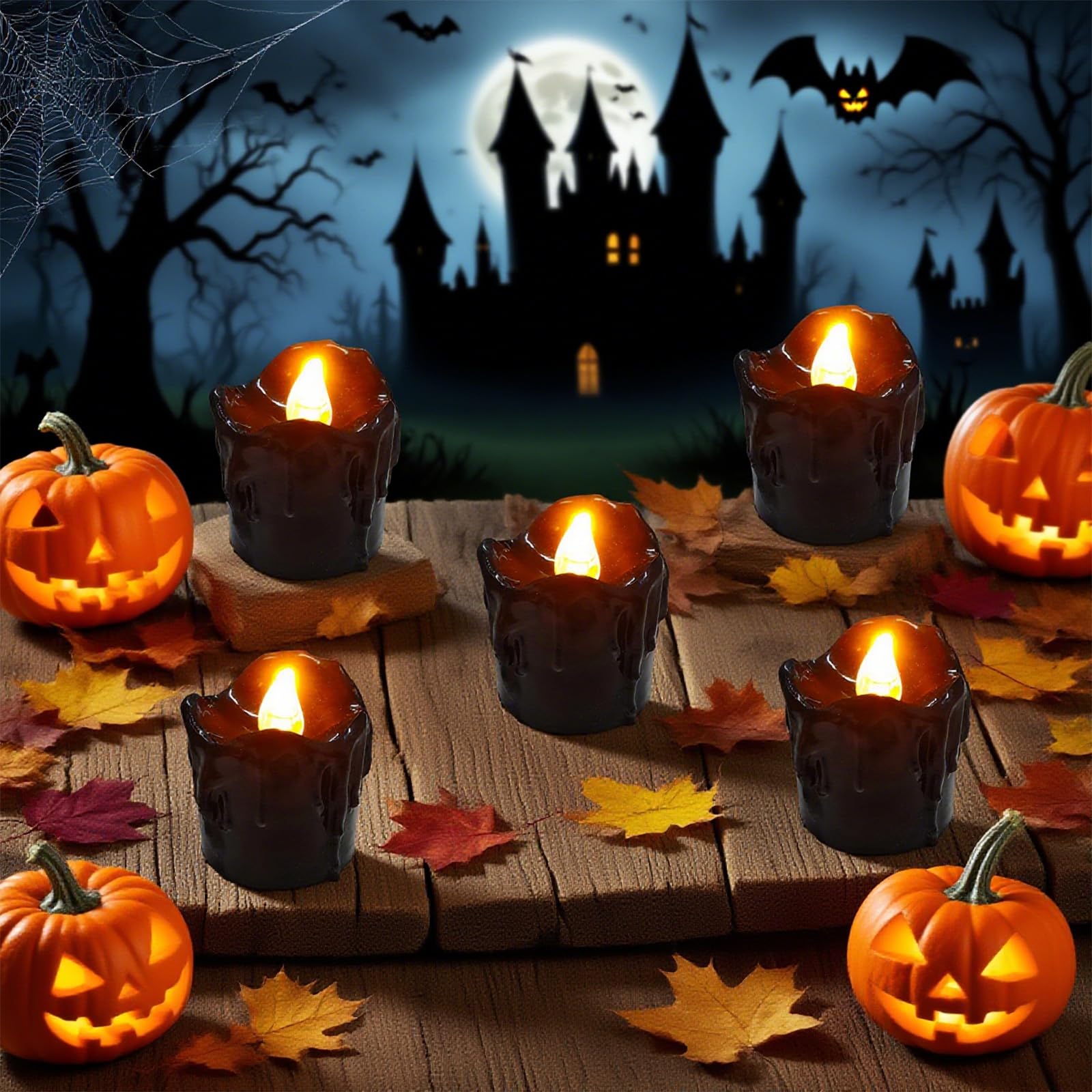 12 Pièces Bougies Chauffe-plat D'araignée D'Halloween