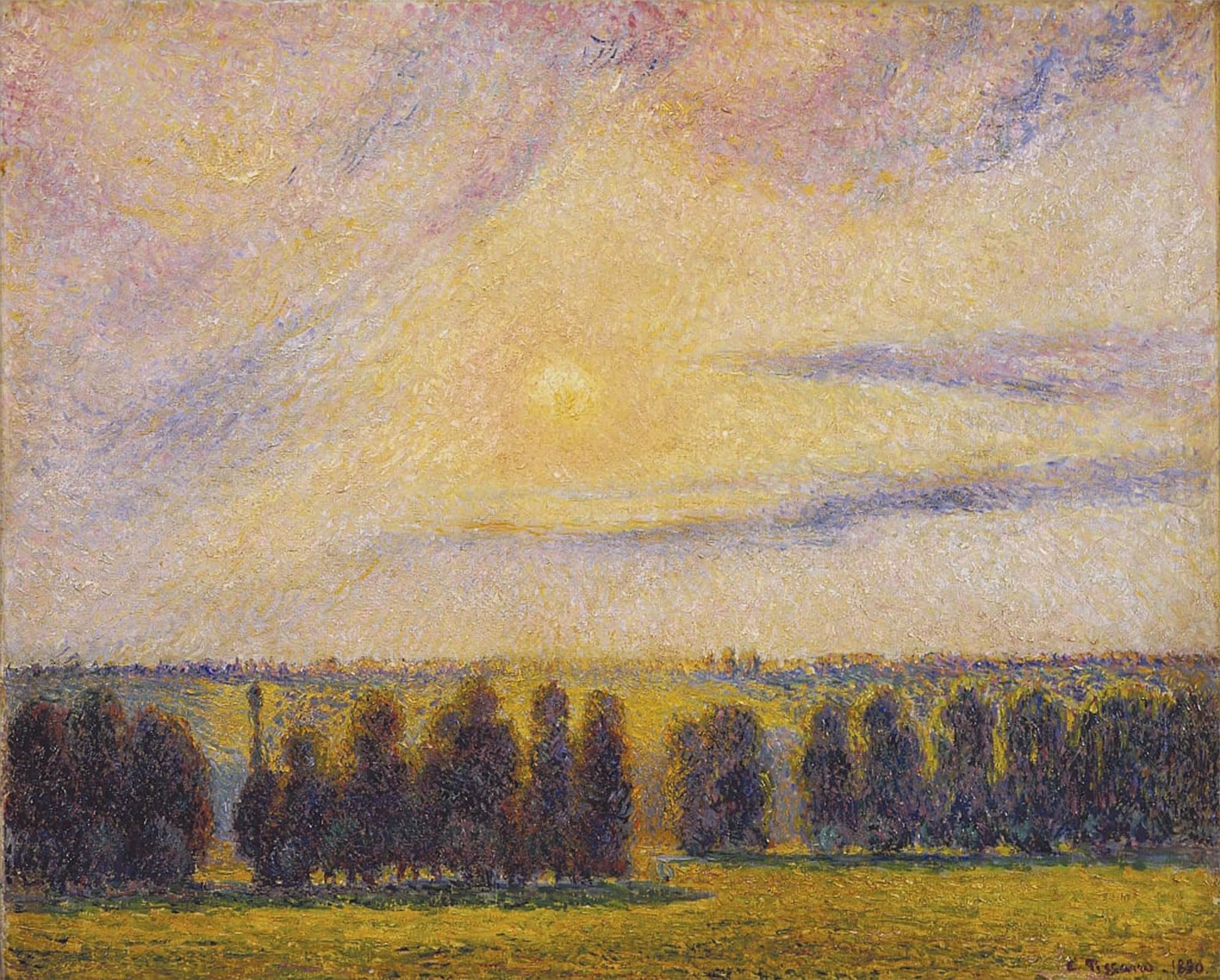 SERENDIPITP Vintage Wall Art Canvas Nordic Poster Canvas Print Picture Sunset At Èragny by Camille Jacob Pissarro Wall Art Poster for Home Decor 60x90cm
