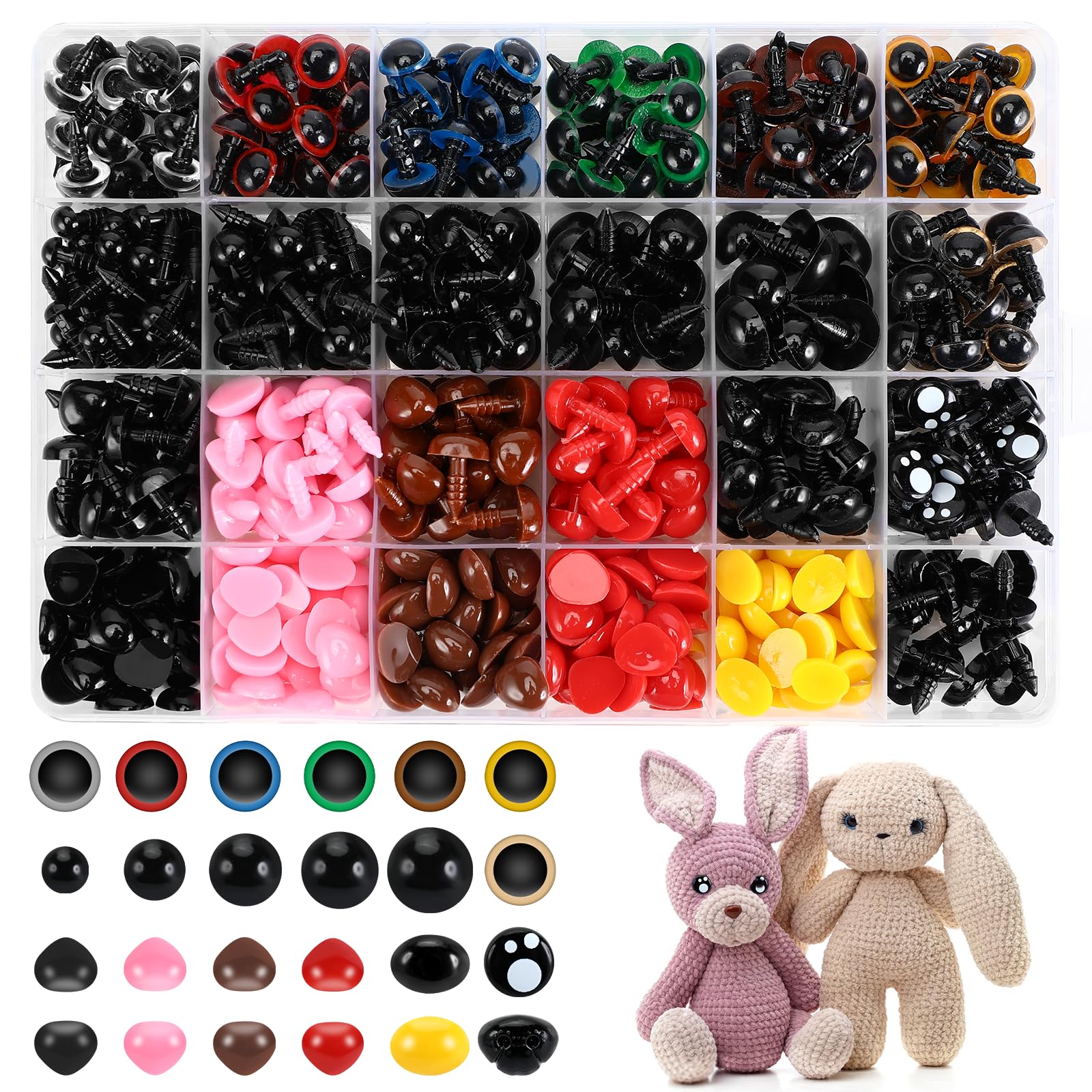 RuWfpz Yeux De Securite Amigurumi Crochet 40mm - 8pcs Gros Yeux De Sécurité Poupée En Plastique Noir, Oeil Yeux Pour Peluche Amigurumi, Bouton Yeux A Coudre Animaux