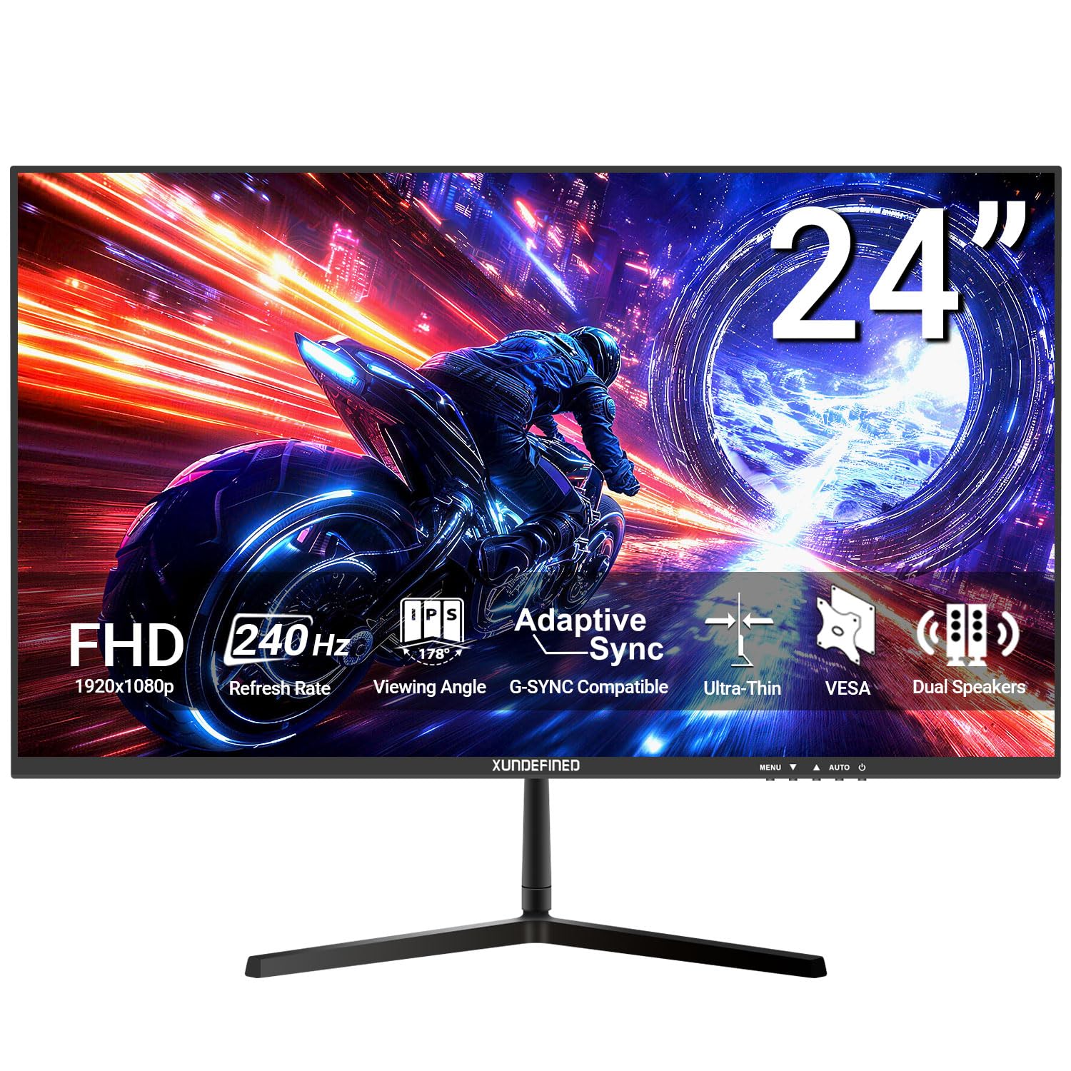 24 inch 240Hz Gaming Monitor with Speaker, 1080p Fast IPS Computer Monitor, FreeSync, 99% sRGB, HDR, Low Blue Light, 3-Sided Frameless, VESA, HDMI, Display Port for Gaming, Home Office Working