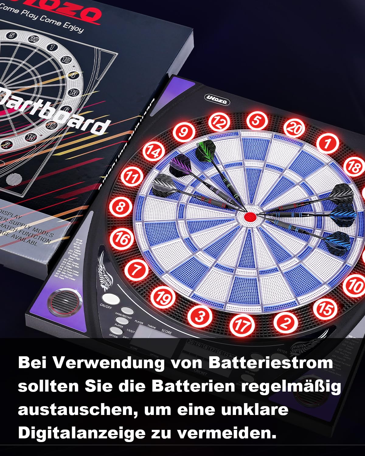Dartscheibe Elektronisch mit Heller Punkteanzeige, Mehreren Spielen und robustem Design - perfekt für Familienspaß und Wettbewerbe - inklusive Soft Tip mit 12 Darts