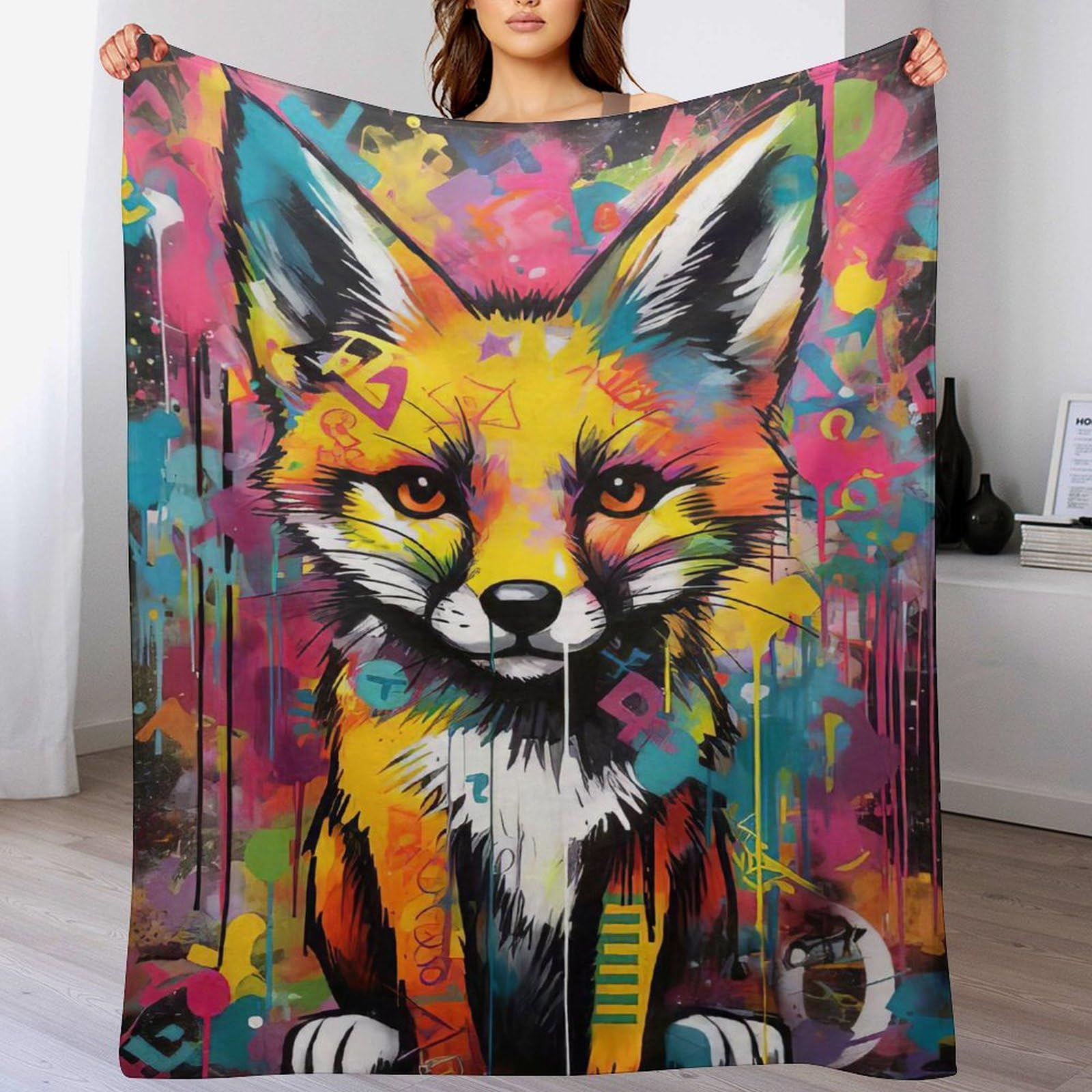 Couverture polaire renard contre le froid nocturne plaid flannel leger grand lit canape