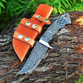 ! Fix Blade Blank Blade For Knife Making Custom Handmade Fixed Blade Damascus Steel Skinner Hunting Blank Blade Knife With Gaurd And Sheath - Unique Blades