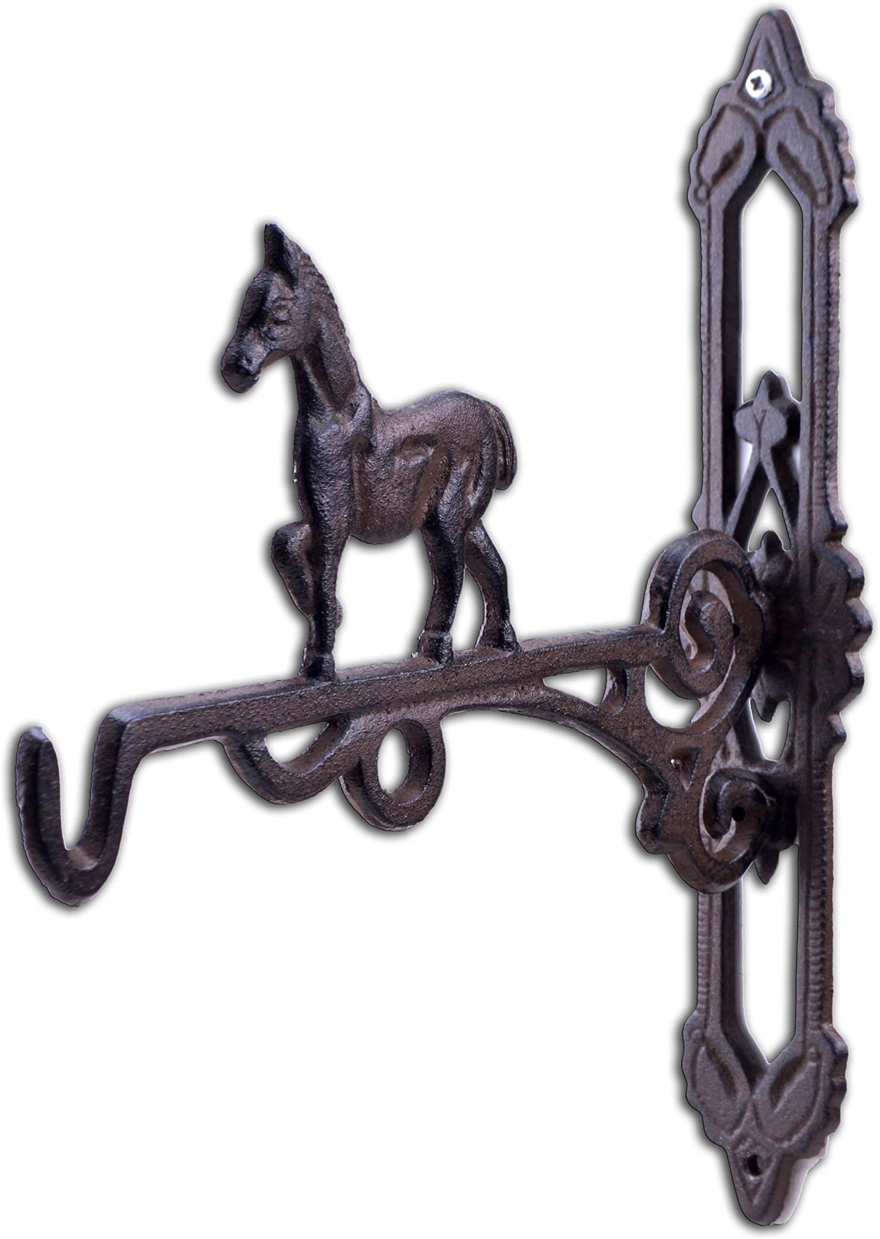 Mountable Hook Bracket Horse Plant Hanger Rustic Cast Iron 10.375" Deep