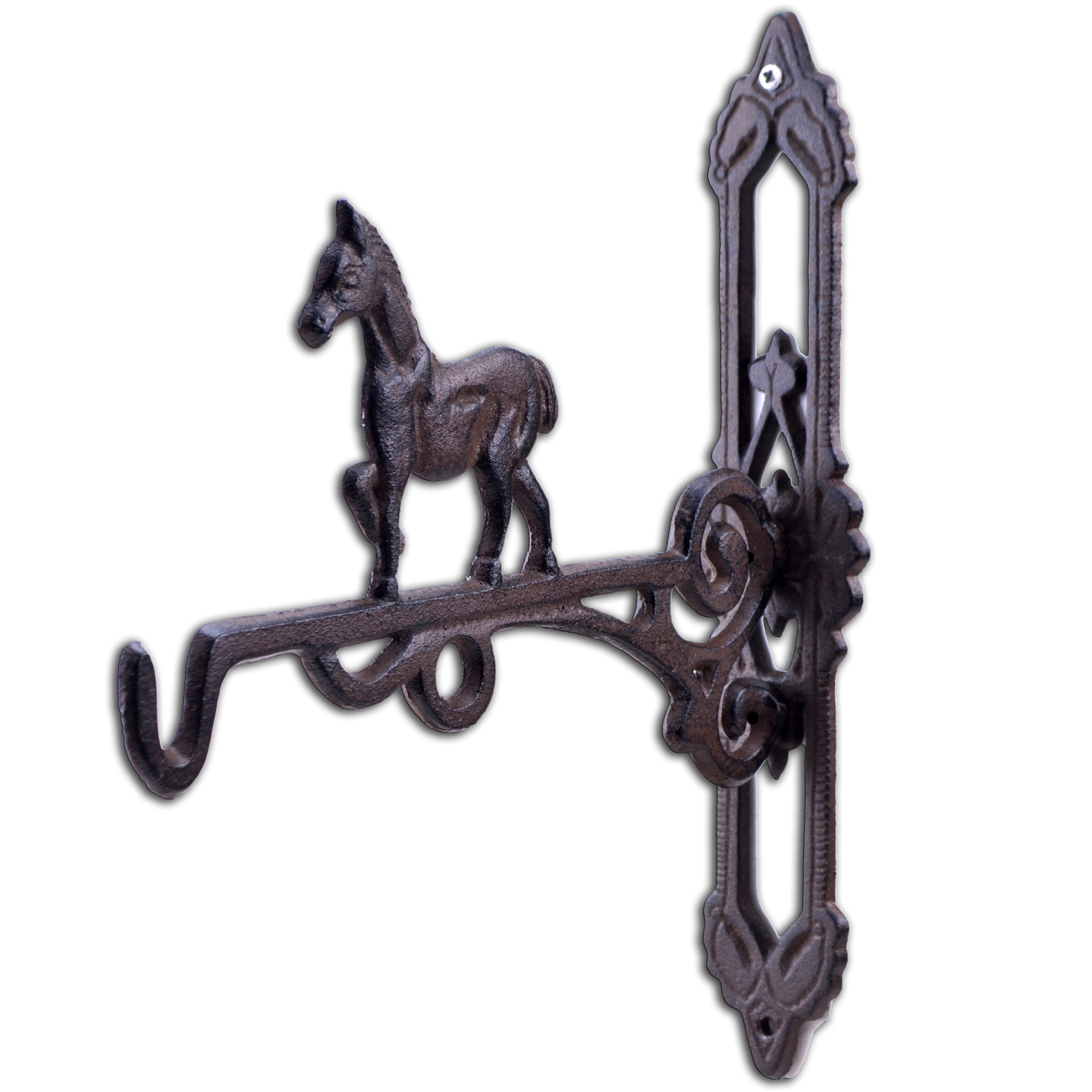 Mountable Hook Bracket Horse Plant Hanger Rustic Cast Iron 10.375" Deep