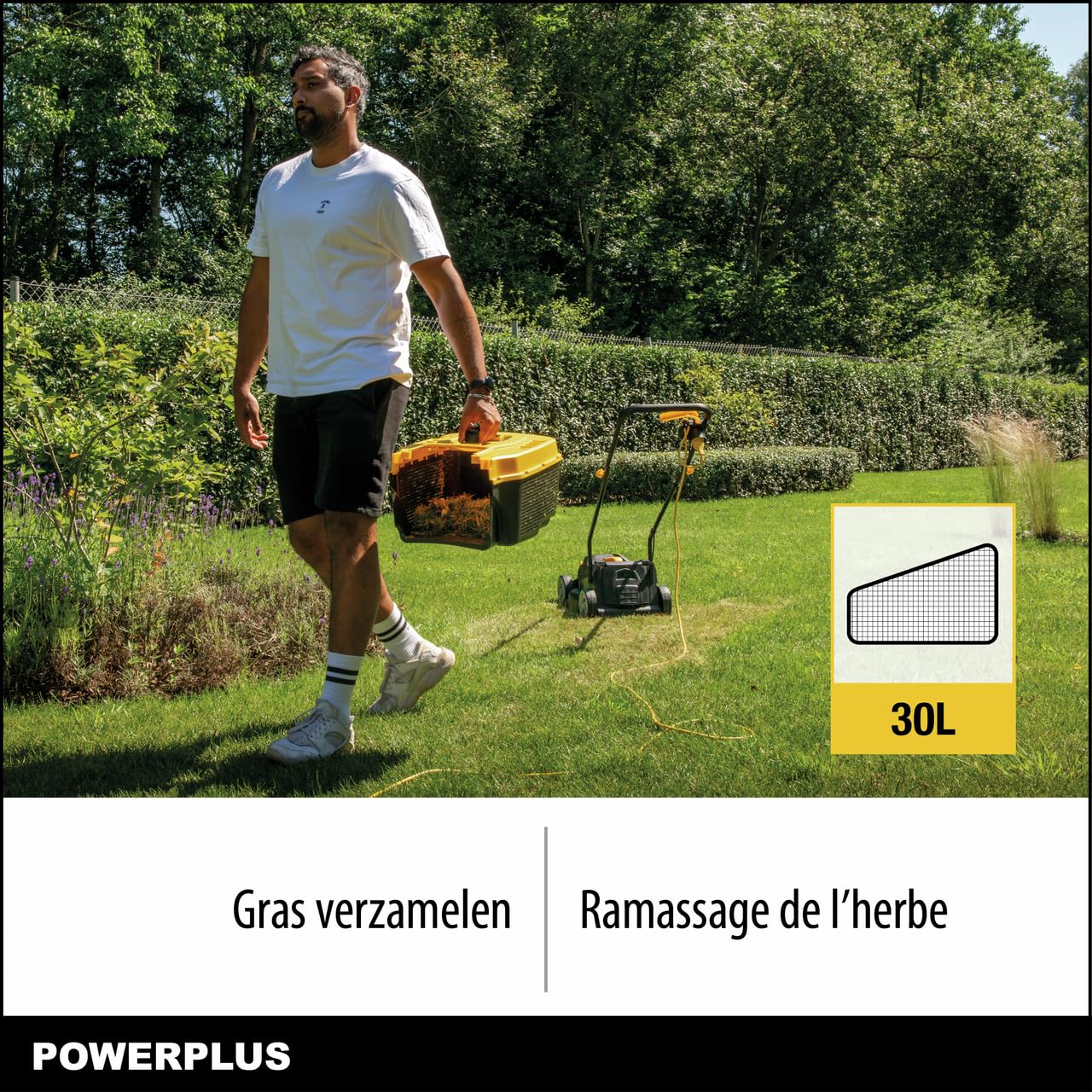 Powerplus Cortacésped Eléctrico y Recortabordes POWXG62205T – Cortacésped de 1300W con Ø320 mm y Recortabordes de 250W con Ø220 mm, Herramienta de Jardín