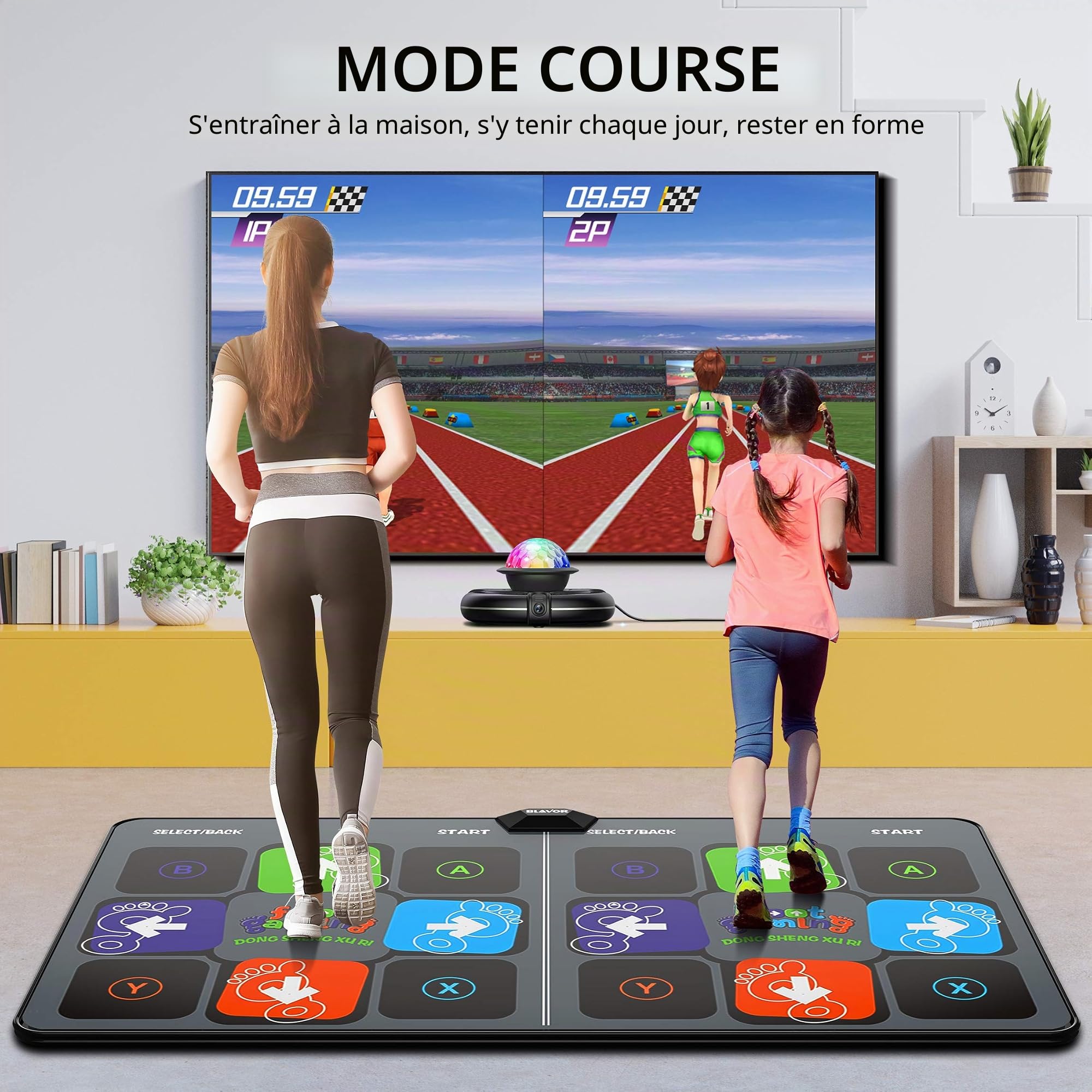 FWFX Tapis de danse pour jeux TV – Tapis de danse électronique musical sans fil pour enfants et adultes, jeu d'exercice actif d'intérieur à 2 joueurs pour fêtes de famille, anniversaire pour garçons