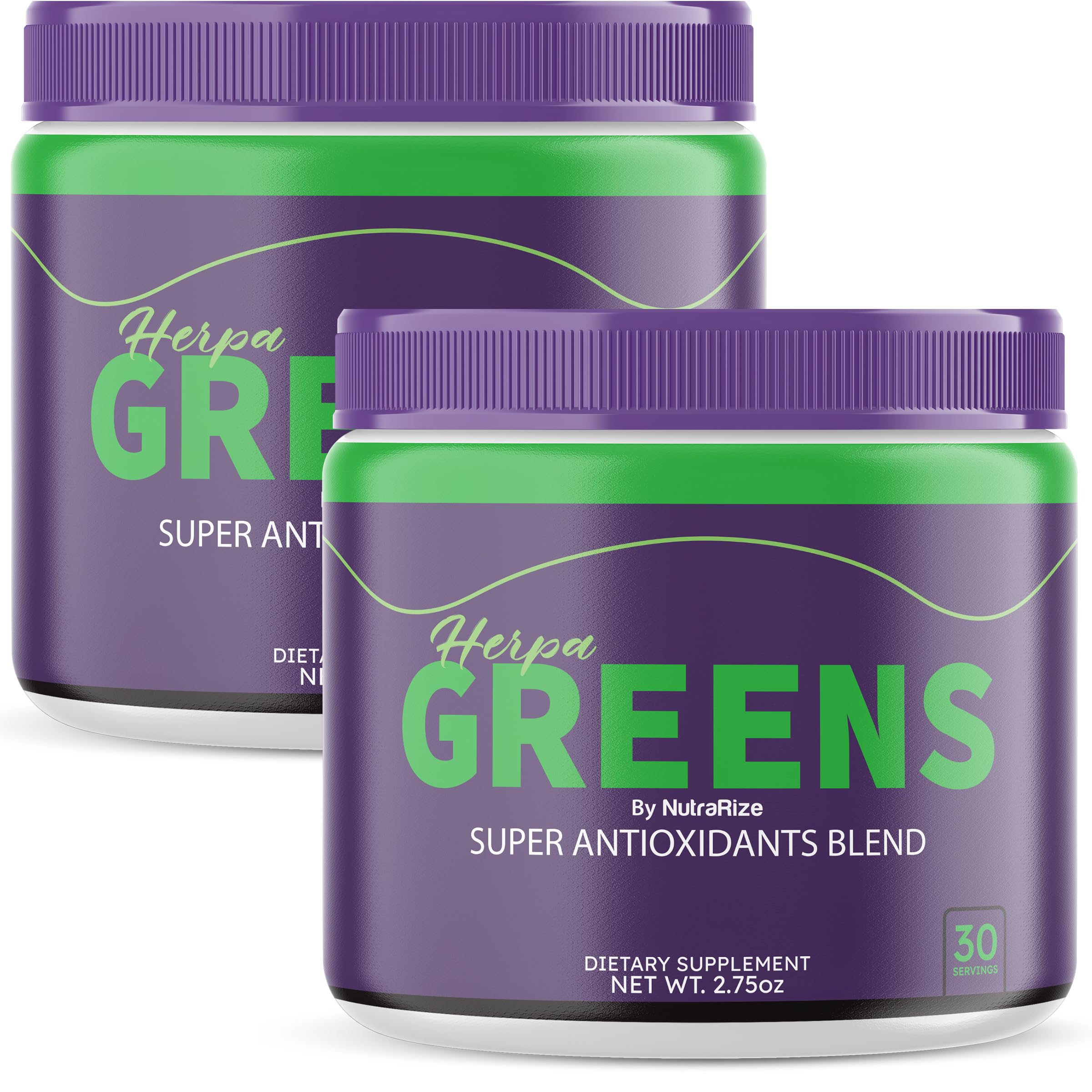 (2 Pack) Herpa Greens Powder, Official HerpaGreens Super Blend Supplement - Supports Overall Health and Wellness, Daily Nutrition Formula in A Jar, Herpa Green Reviews (60 Servings)
