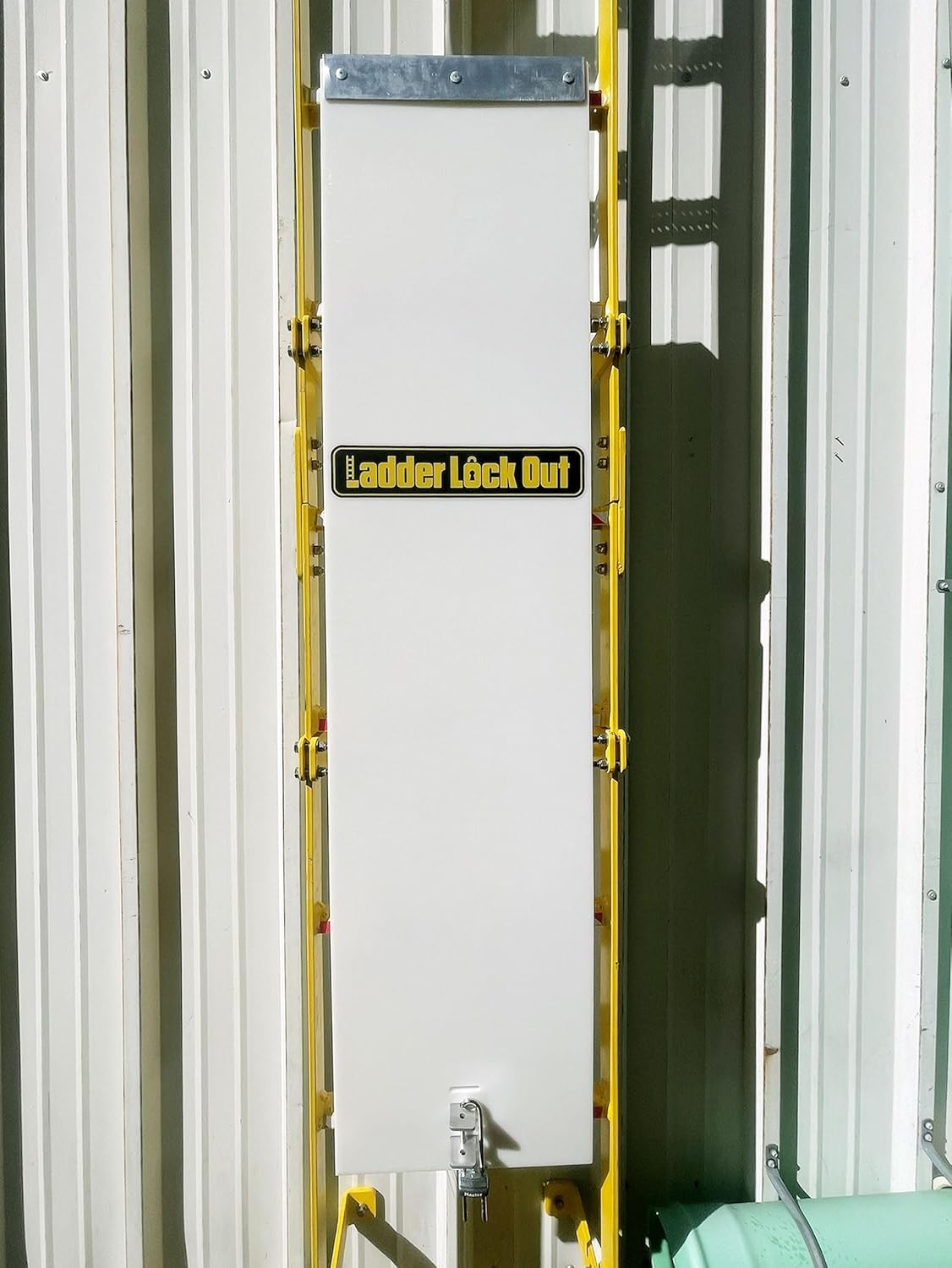 Photo 1 of Fixed Ladder Safety Guard, Tool-Free Install for Anti-Theft & Weatherproof with Padlock
