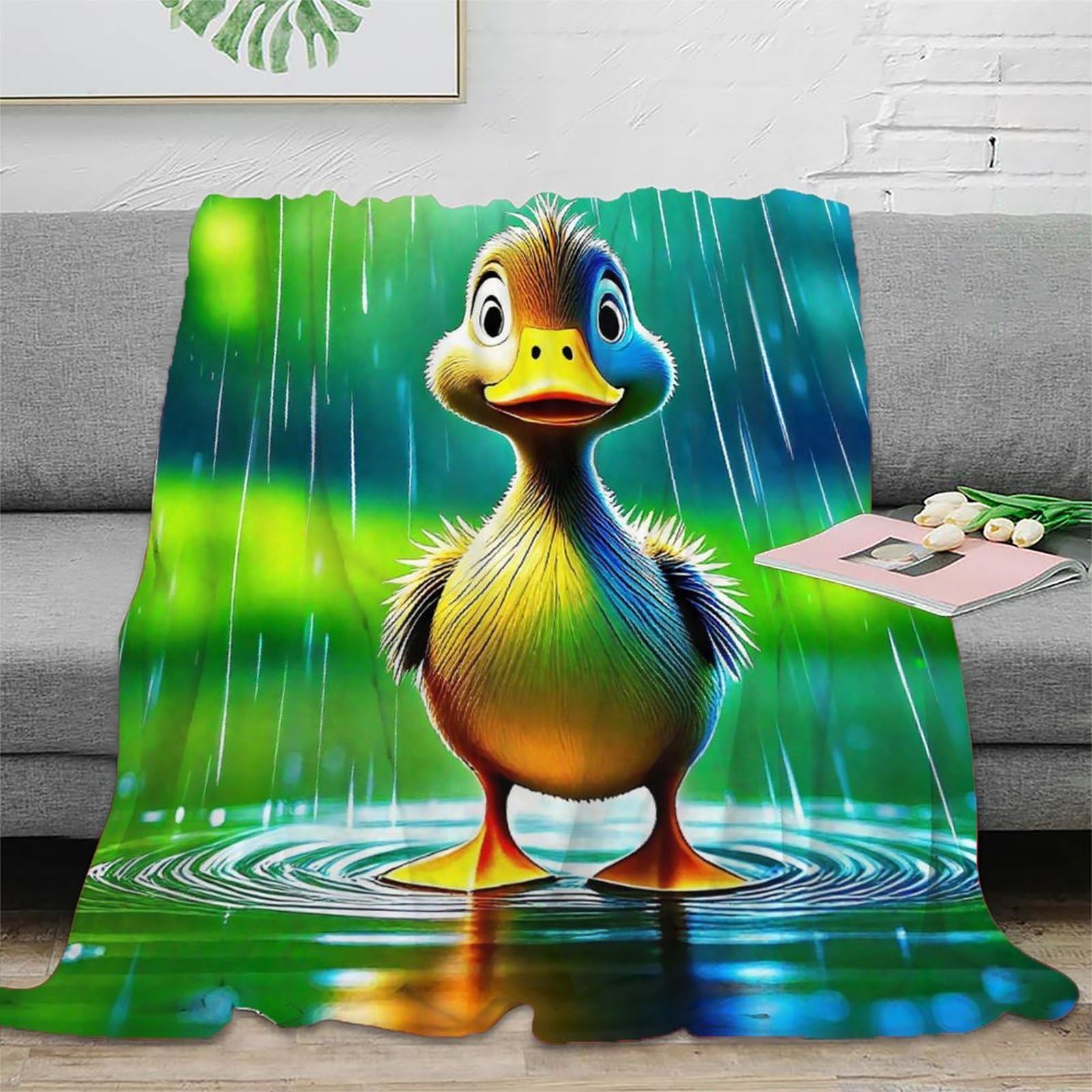 Couverture canard jaune en microfibre 200x230cm pour lit adulte