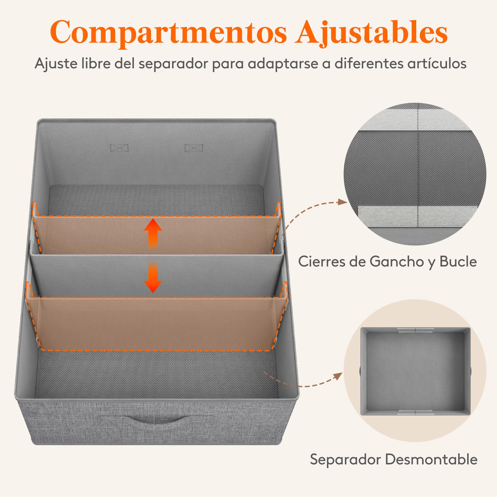 Lifewit Caja Almacenaje Plegables con Tabique, Cajas Organizadoras con Asas para Ropa Sábanas Juguetes, Cubos Almacenamiento Armarios de Dormitorio, 40L (50 x 40 x 20 cm), Juego de 6
