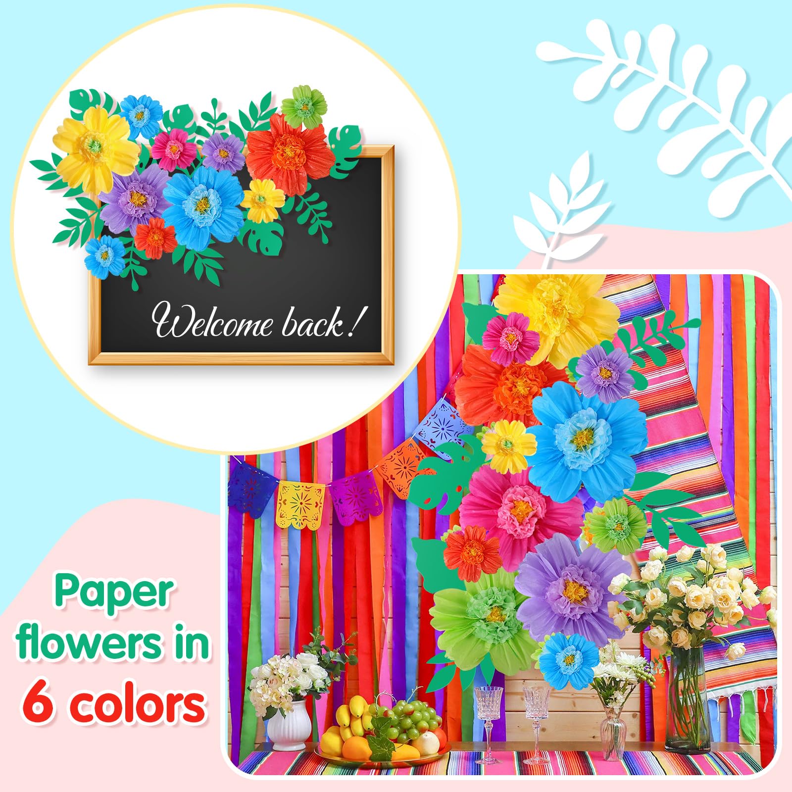 Banner Decorativo De Flores Silvestres - Guirnalda De Papel Multicolor, 250x30 Cm, Para Decorar Bodas, Cumpleaños Y Jardines