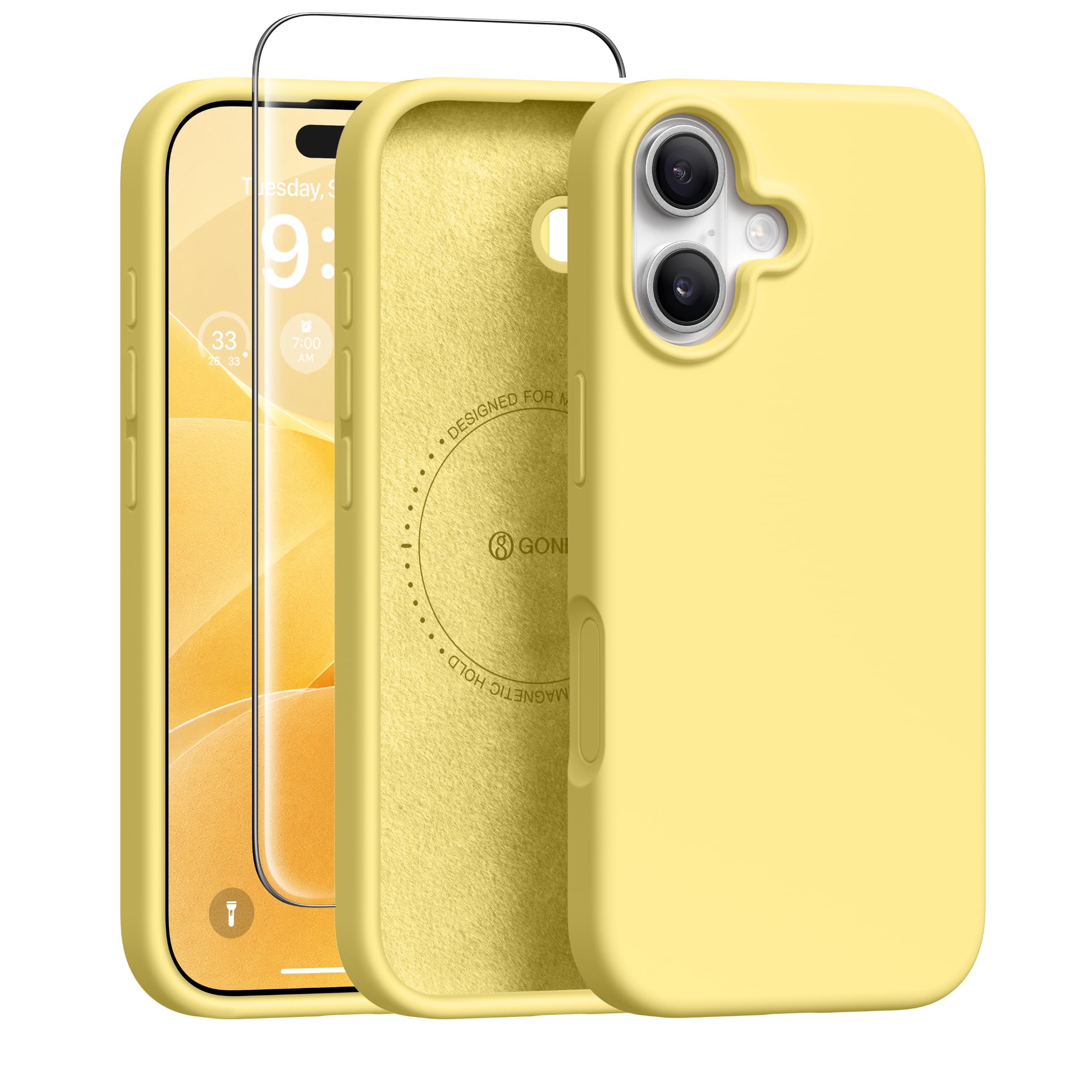 GONEZ Magnetic for iPhone 16 Case, Silicone Cover Buttercream Yellow