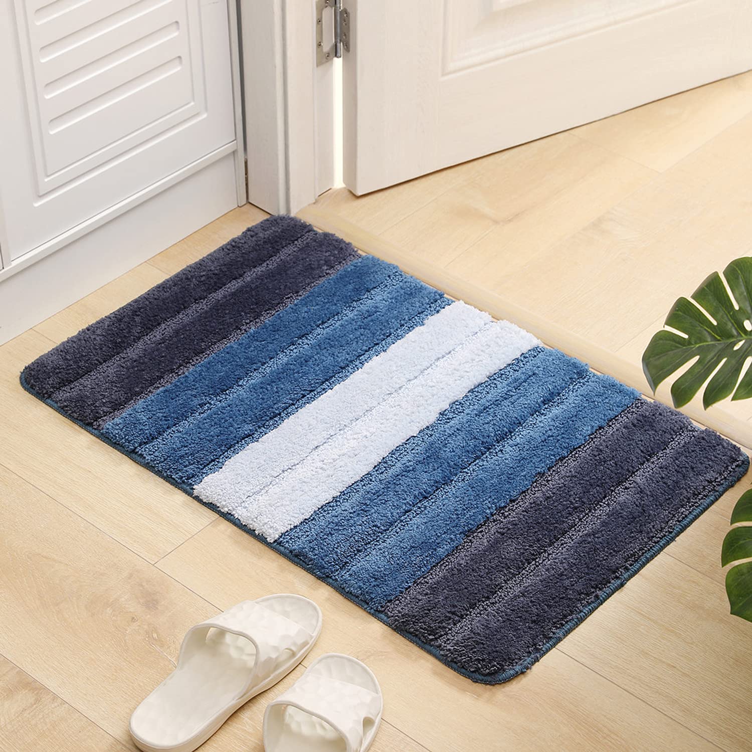 Bathroom Rugs Bath Mat, 50x80cm, Non-Slip Fluffy Soft Plush Microfiber Shower Carpet Rug, Machine Washable Quick Dry Ultra Shaggy Bath Mats for Tub, Bathroom and Shower-Dark Blue
