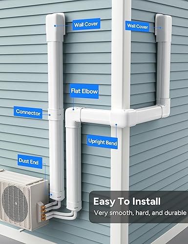 Miniatura 7 de Kit de cubierta de línea de 3 pulgadas y 14 pies para mini aire acondicionado sin conductos divididos y bombas de calor, tubería de PVC resistente y