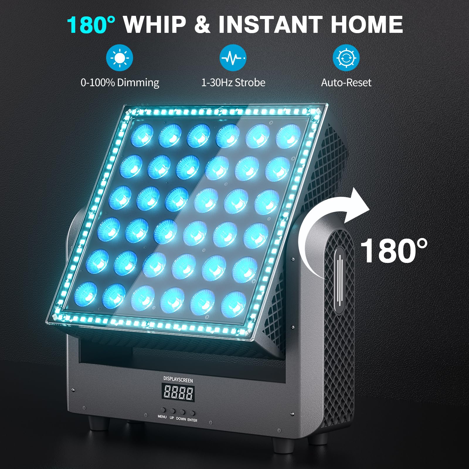 200W Wallwasher Bühnenlicht LED Moving Head, RGBW LED Wash 40° Partylicht Discolicht DMX512 Stroboskop 180° Rotation Sprachsteuerung für Weihnachts DJ Bar Shows
