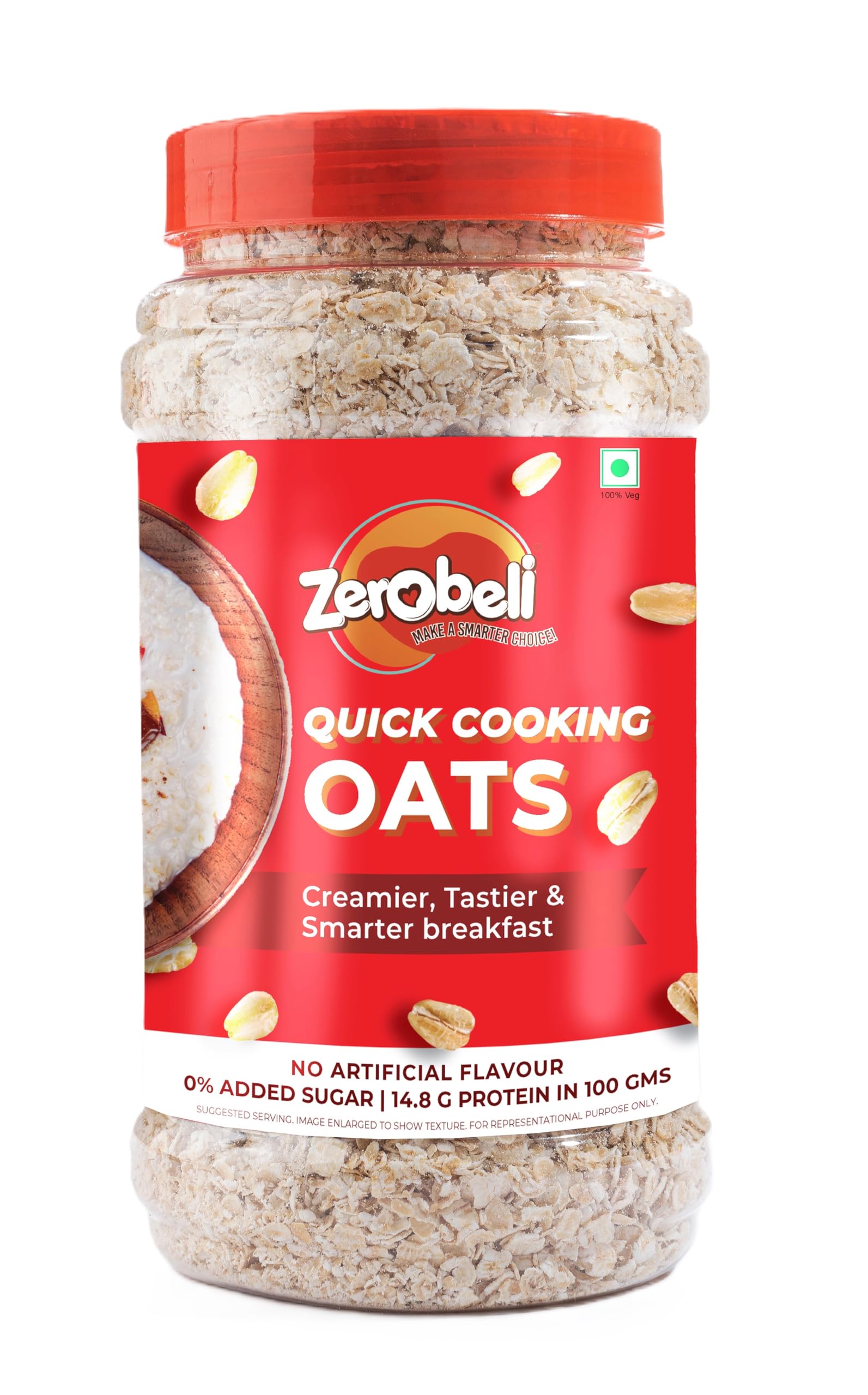Zerobeli 100% Natural Wholegrain Porridge White Oats Jar 500 g - No Preservatives|High in Fiber & Protein|Rich in Antioxidants|-picture-18