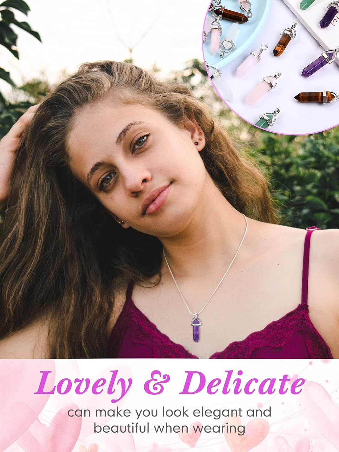 30 Pieces Hexagonal Natural Crystal Pendants Pointed Quartz Stone Pendant Bullet Shape Healing DIY Gemstone for Necklace Jewelry Making - Image 6